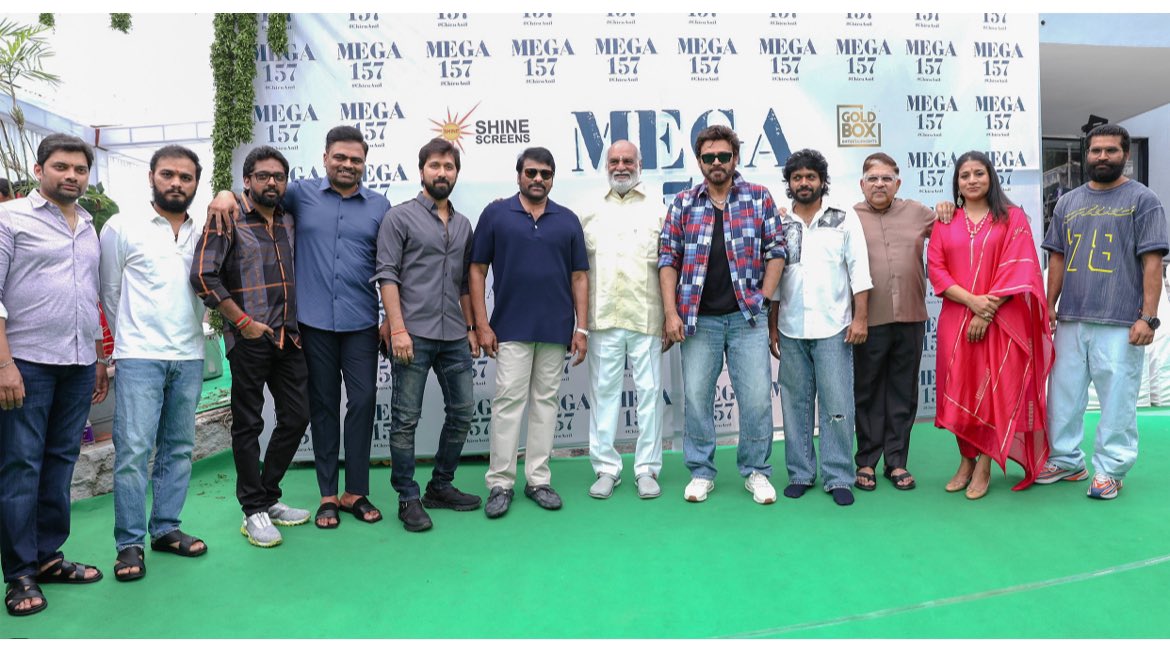 Chiranjeevi Konidela (@kchirutweets) on Twitter photo On this joyous occasion of Ugadi, happy to begin my journey with the amazing director <a href="/AnilRavipudi/">Anil Ravipudi</a>, producers @sahu_garapati, <a href="/sushkonidela/">Sushmita Konidela</a>, and the entire team of #ChiruAnil 🤗
A big thanks to my dear @venkymama and all my friends from the industry for gracing the event! On this joyous occasion of Ugadi, happy to begin my journey with the amazing director <a href="/AnilRavipudi/">Anil Ravipudi</a>, producers @sahu_garapati, <a href="/sushkonidela/">Sushmita Konidela</a>, and the entire team of #ChiruAnil 🤗
A big thanks to my dear @venkymama and all my friends from the industry for gracing the event!