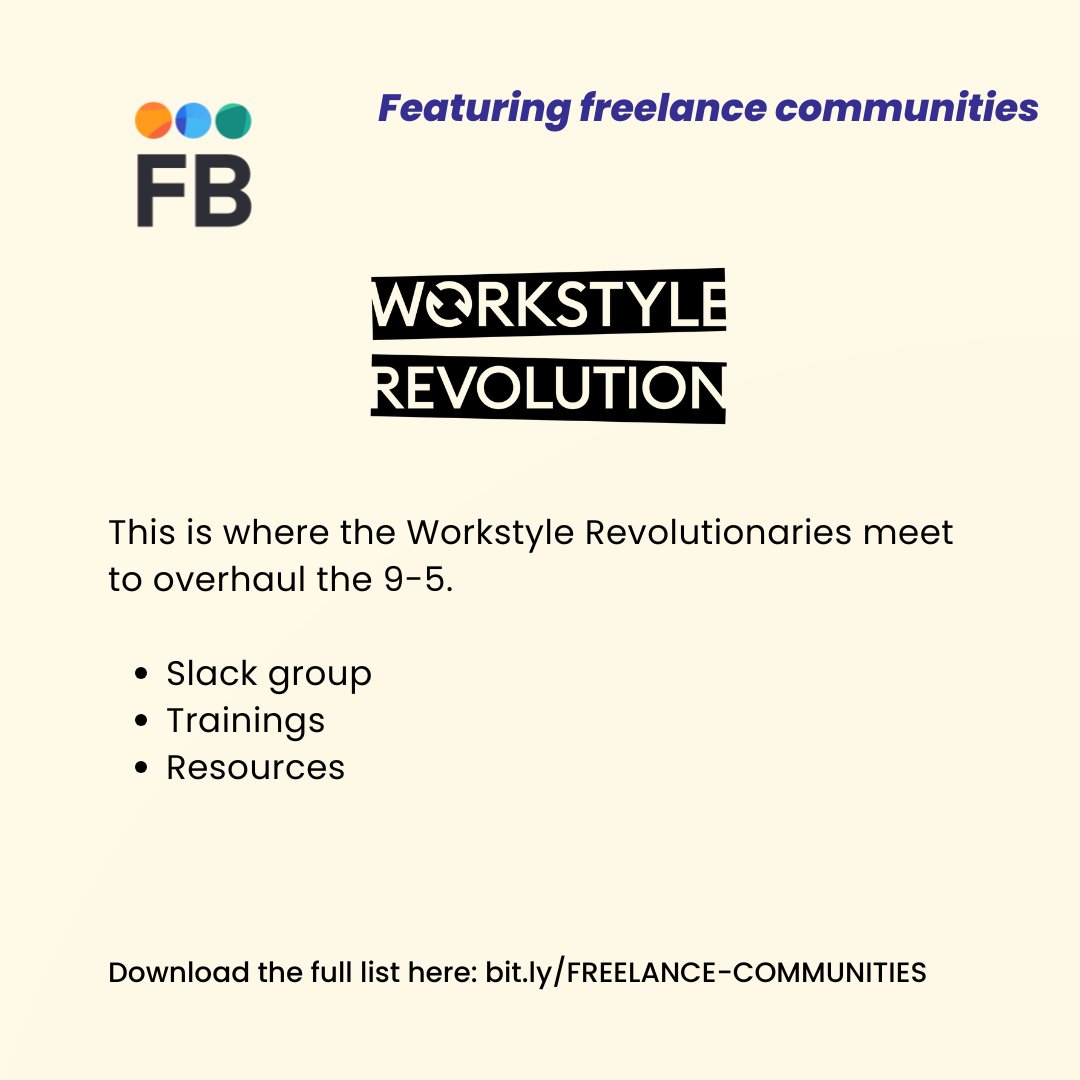 Indie workers, ditch the gig listings! 🚀 Join the Workstyle Revolution for a thriving, sustainable work-life. Insights, tools, &amp; community to build your career on YOUR terms. 🔥 👉 workstyle.org.uk 

🎯 30+ #freelancecommunities to help you thrive: bit.ly/FREELANCE-COMM…