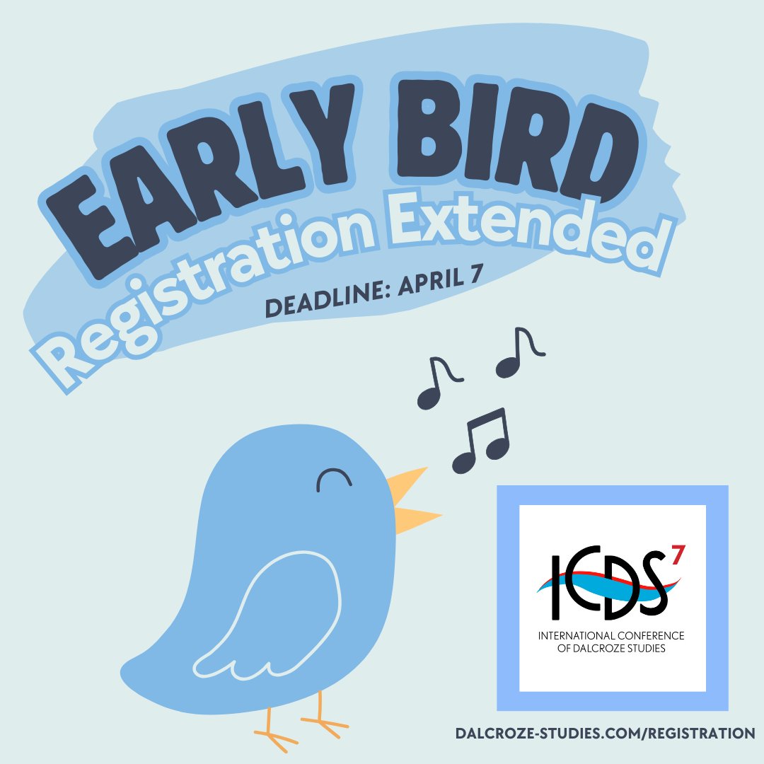 📣 [EXTENDED EARLY BIRD REGISTRATION]
We’re giving you one more week! Early bird rates now available until April 7th as we finalize scholarship decisions.
🎟️ Register now: dalcroze-studies.com/registration
#ICDS7 #Dalcroze2025 #MusicEducation