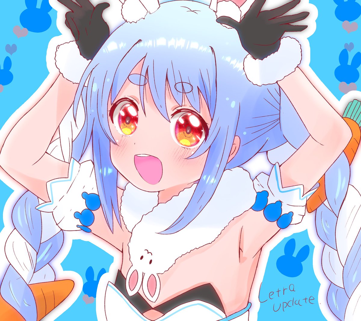 どんちゃん ,兎田ぺこら ,兎田ぺこら(通常) 「できあがり! #ぺこらーと」|れとら⭐︎UP DATEのイラスト
