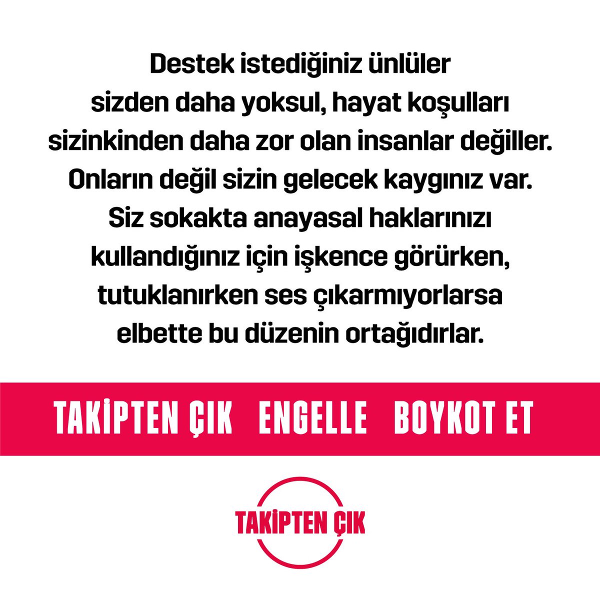 Sizin onlara değil, onların size ihtiyacı var.