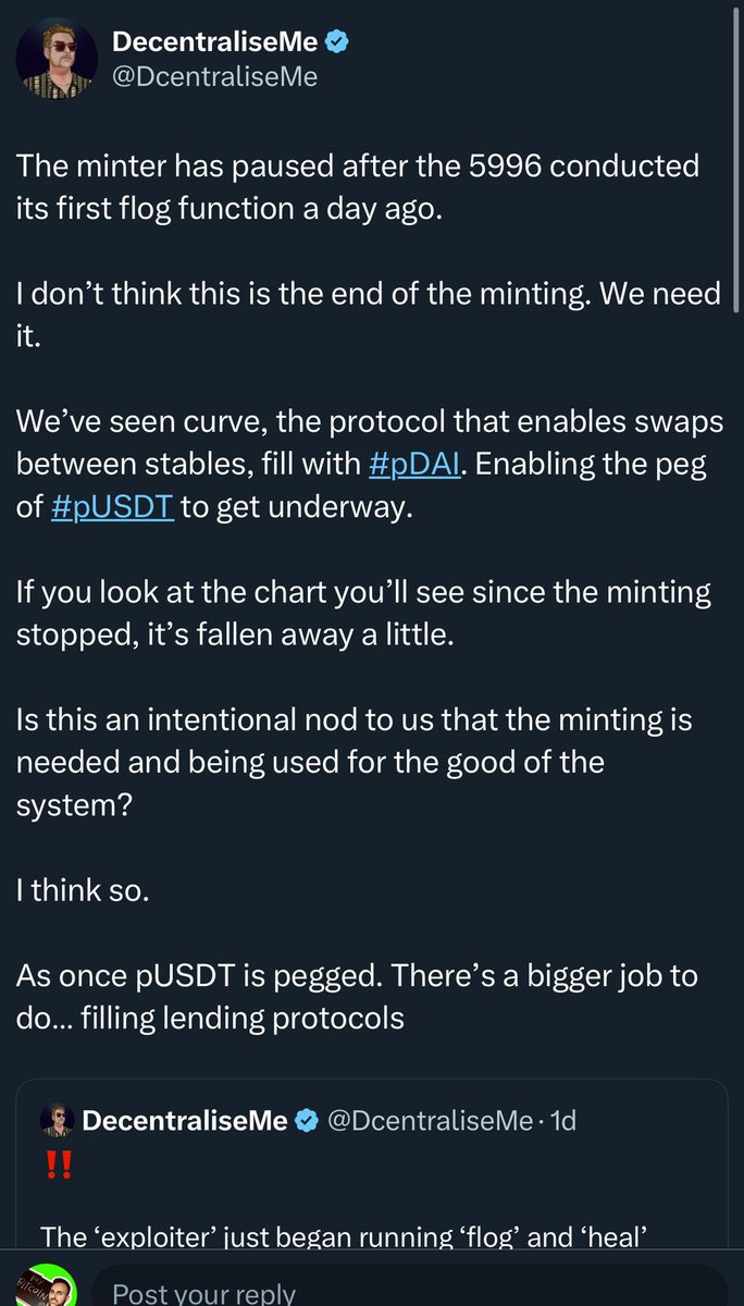 yourfriendSOMMI's tweet photo. ❤️💛💚💙
Looks like that stupid #pDAI has some updates:
- pUSDT on its way to the friendship peg with pDAI
- Minting stopped for now, but more coming later?
- Pulsechain #pCRV protocol (Curve) is being filled with pDAI
🇻🇳 Looks like this Vietnamese Kid is going to flog his Dong soon
(@DcentraliseMe)
