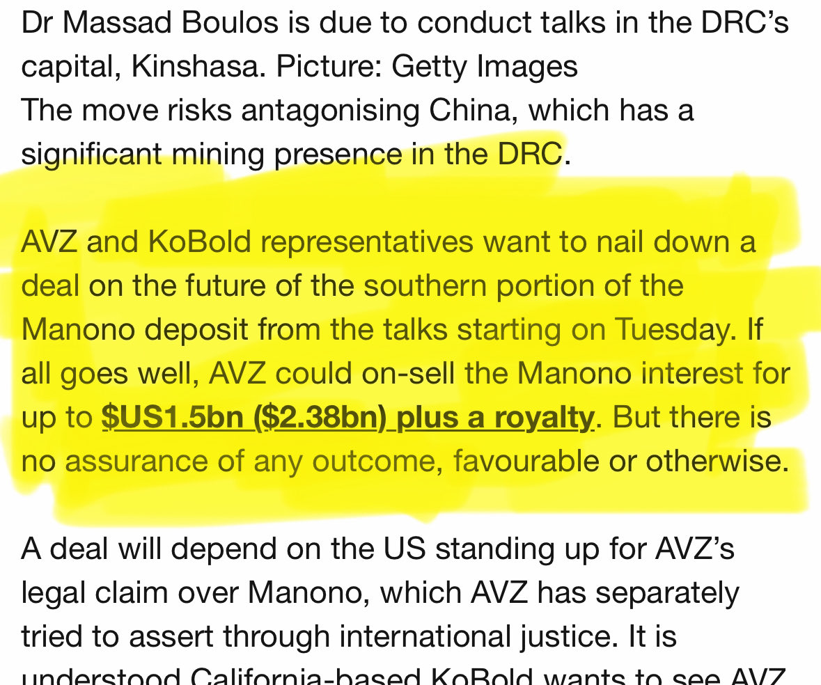jehovahcar500's tweet photo. There is zero chance shareholders would approve a 67.5cps TO offer. ⁦@KoBold_Metals⁩ $RIO can forget about any ridiculous lowball offer at this price. The bare minimum $AVZ shareholders will consider is a “NET” AUD$1.38 (ATH) payment actually in their bank accounts. https://t.co/1tNXfVEeK2