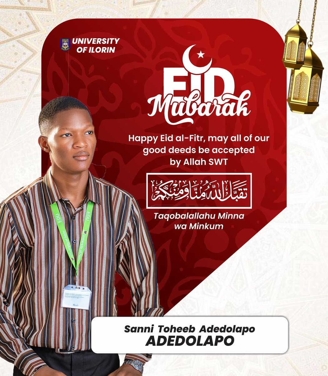 AdedolapoSTA's tweet image. HAPPY EID EL-FITR🎊
Muslim brothers and sisters....*🥳❤
...Eid is a time for forgiveness, gratitude, and new beginnings. Wishing you a blessed Eid.
Sending love, peace, and Eid wishes to all!
Best wishes:
Sanni Toheeb Adedolapo
ADEDOLAP.