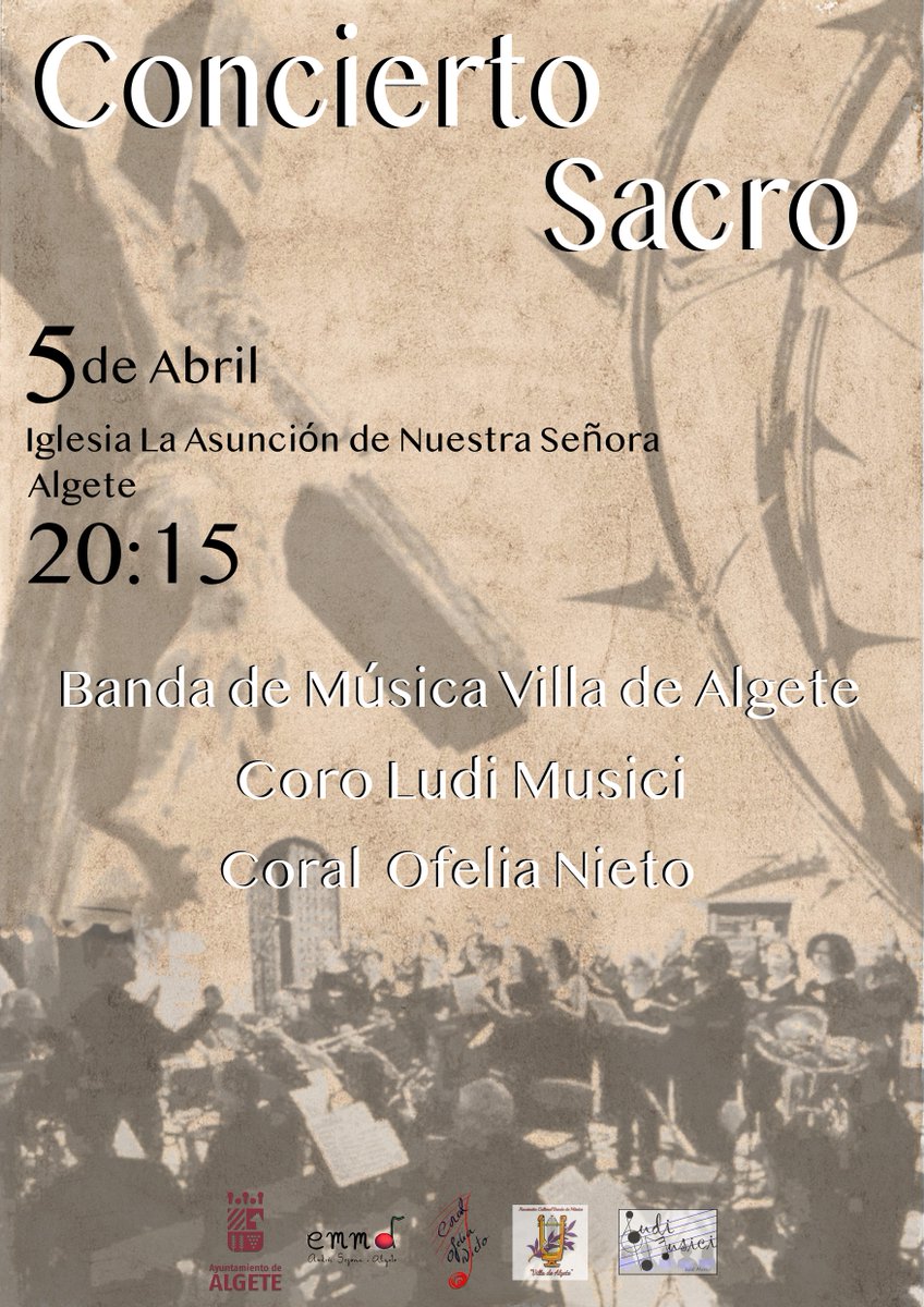 Próximo SÁBADO 5 de abril, Concierto Sacro junto a la <a href="/CoralOfeliaNiet/">Coral Ofelia Nieto</a> y el <a href="/CoroLudi_Musici/">Ludi Musici</a> ✝️ 🎼
A las 20:15 horas en la iglesia de Nuestra Señora de la Asunción de Algete. ⛪️🎼