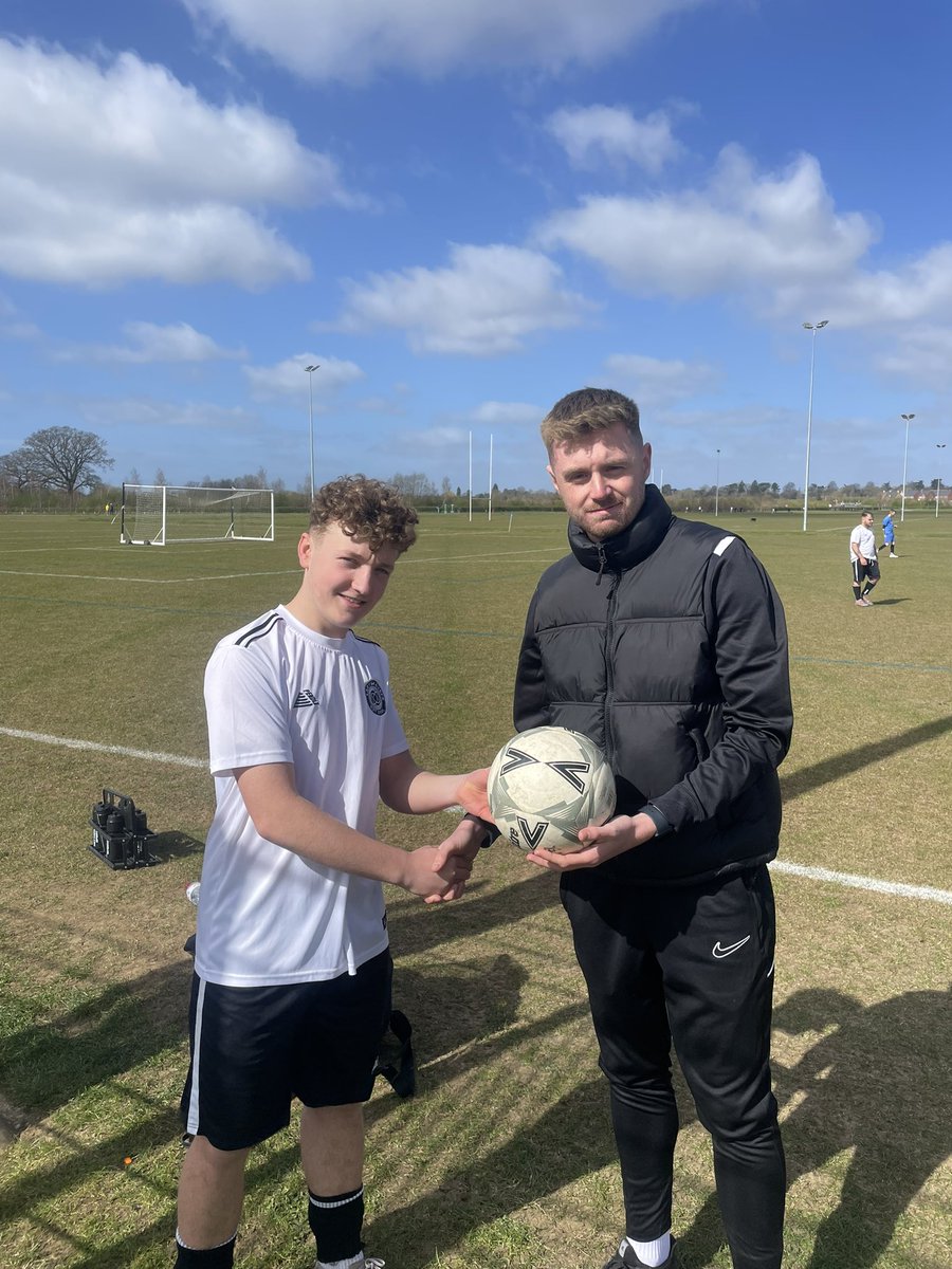 Hatrick hero given the match ball by our 1st team Analysis , Friesaac Alder