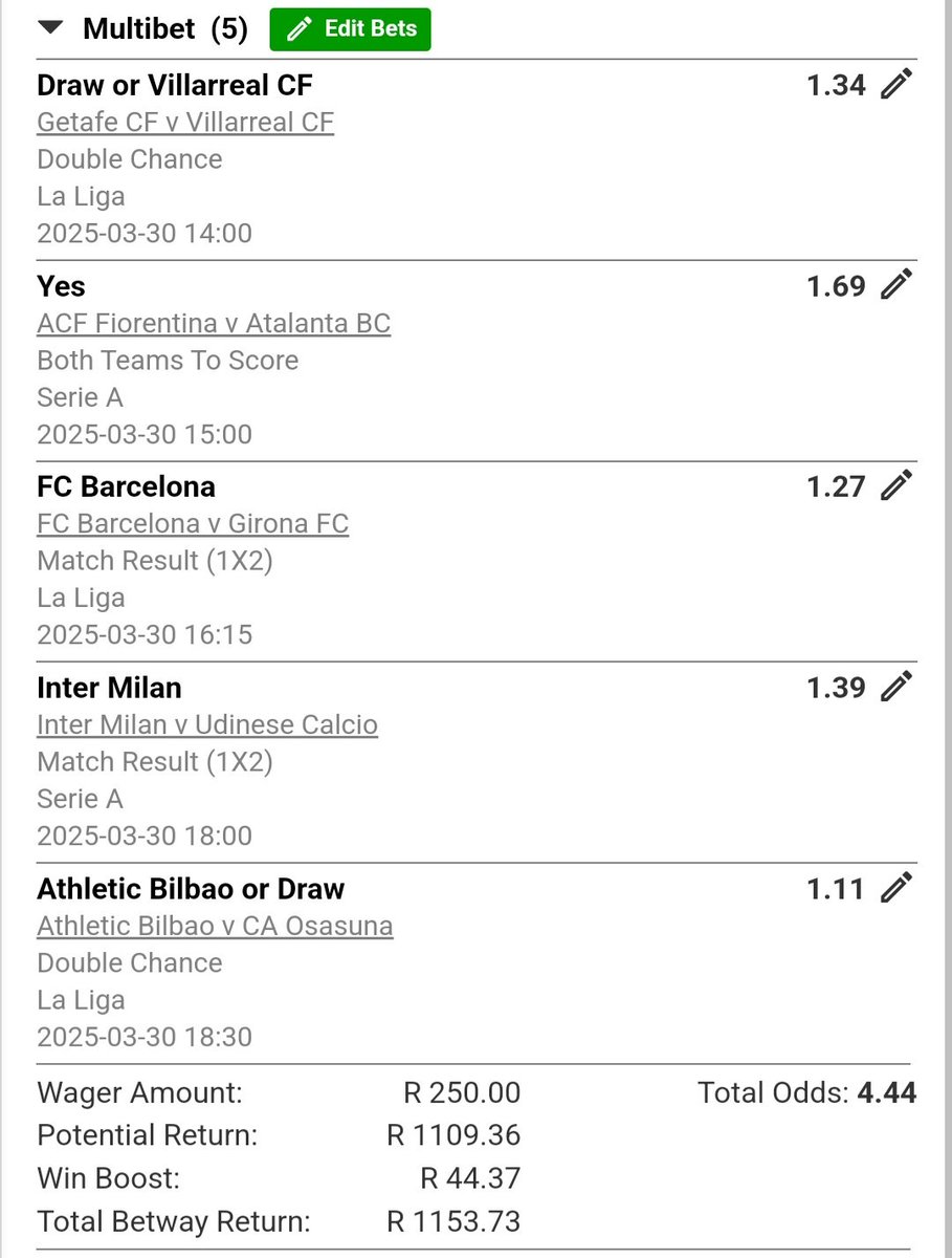 LuckyDoubles's tweet image. ⏩ 4.4+ odds ⚽ Kick off: 14:00 ⚽️ 5 matches 🥅
Bet Code: X94F797B2
#bettingX #punter #sportsbet