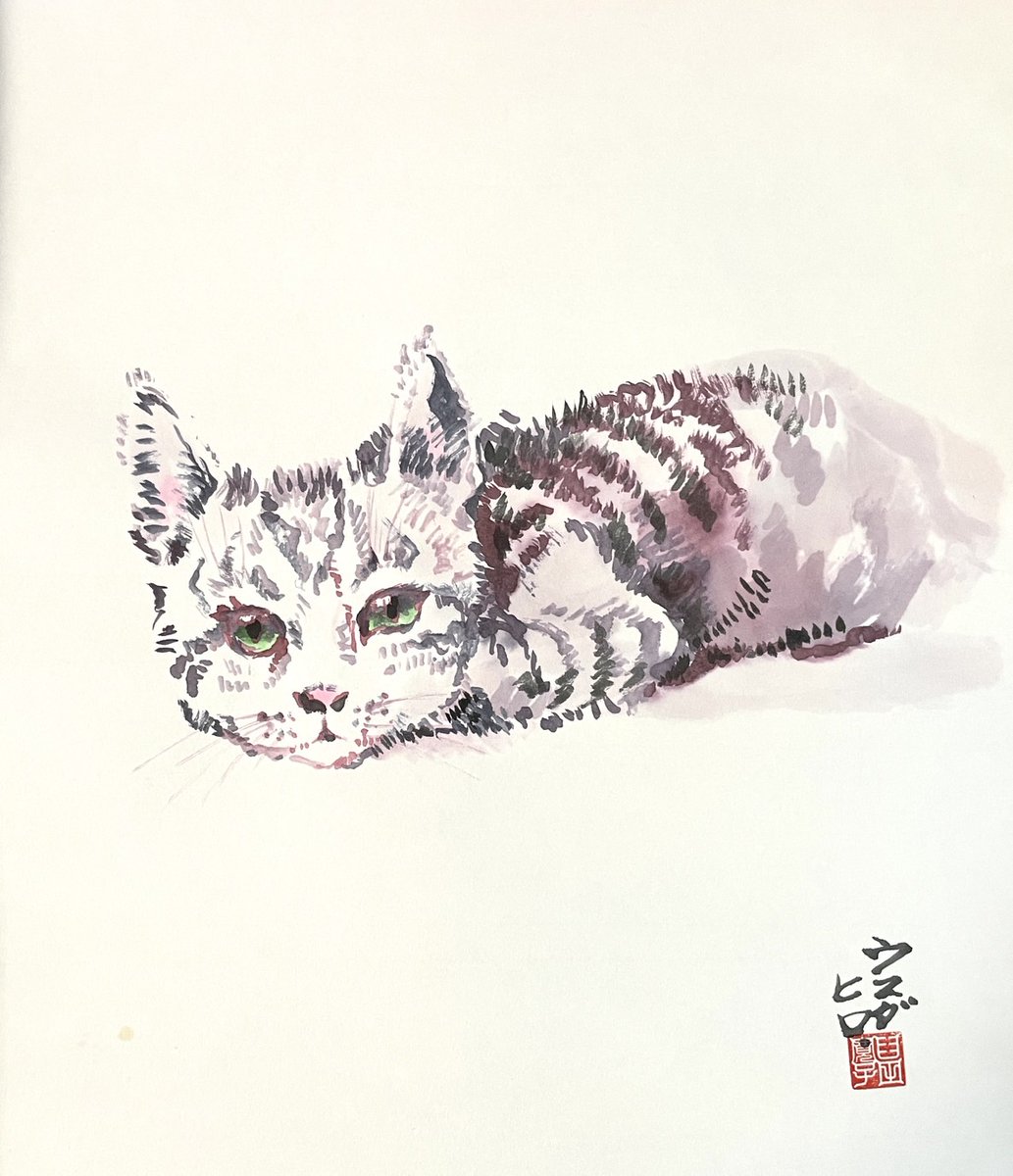 「【ドドンと原画3枚プレゼント企画】 墨彩画『もきゅ女王』『溶け猫』『桜』 プレゼ」|ウスダヒロ🌹Hiro Usudaのイラスト