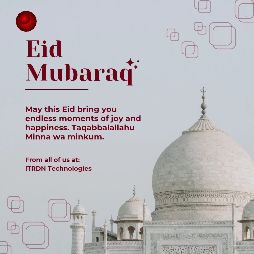ITRDNInnovates's tweet photo. This is wishing our muslim faithfuls Eid Mubarak. 

May Allah accept your prayers and acts of ibadah. 

Happy holiday

#ITRDNInnovate 
#EidMubarak #Eid2025 #EidUlFitr2025 https://t.co/pCu65s5n1O