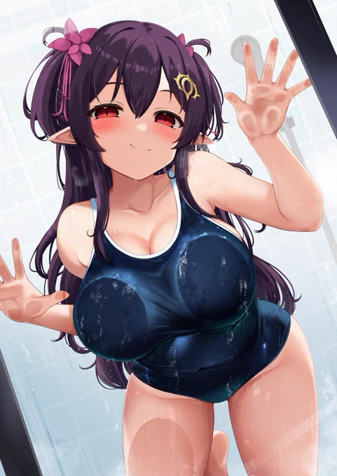 ガラス越しにこちらを誘惑してくるカグヤちゃん 