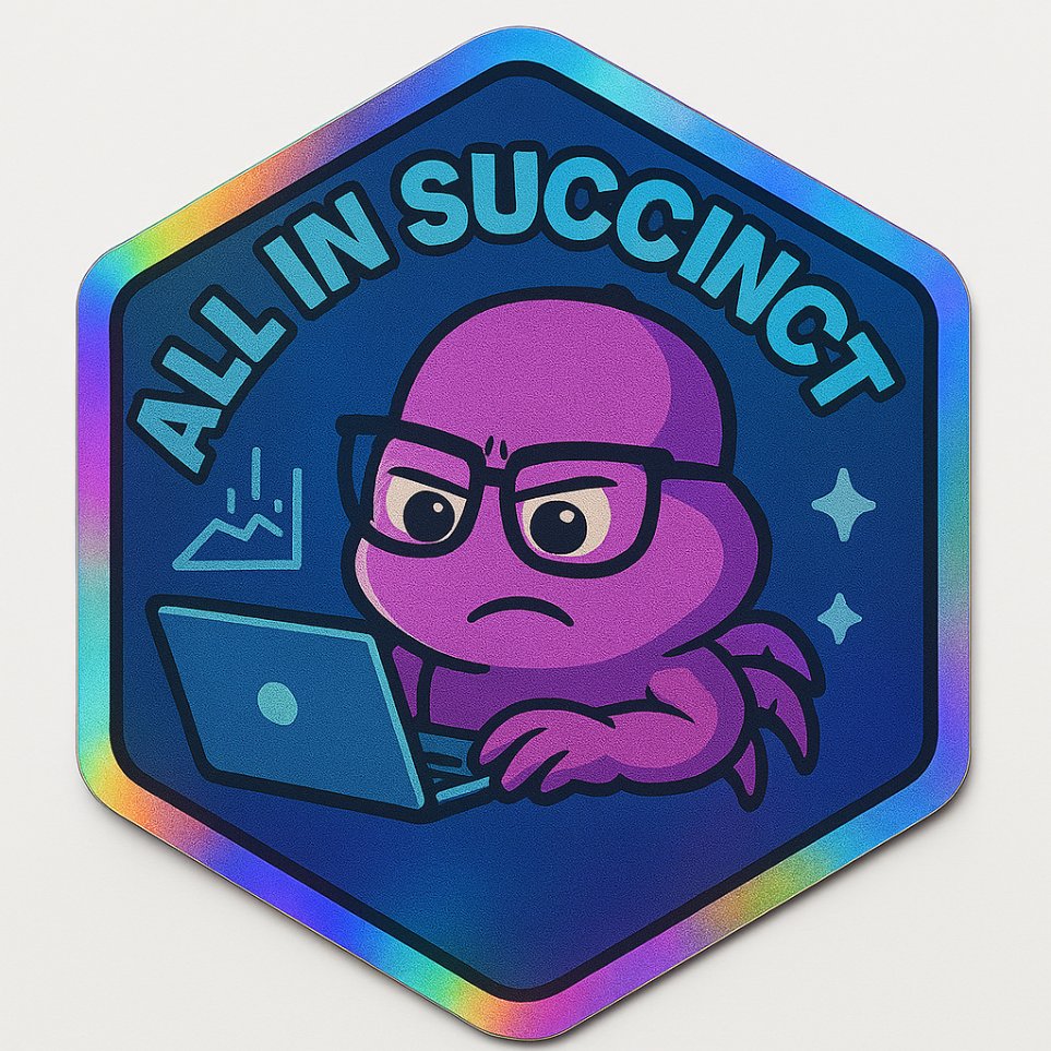 Alts_Astronaut's tweet photo. 🦀 Just dropped my custom Succinct Community Role Stickers for the challenge

Each role has its own flavorn #SuccinctRockStars @0xCRASHOUT

Proud to be part of the most creative &amp; fun ZK fam.

My 4 entries 👇

LETS PRUV IT 
GAMEWINNER 
ALL IN SUCCINCT
PROOF VERIFIED https://t.co/4JXU9t8unQ