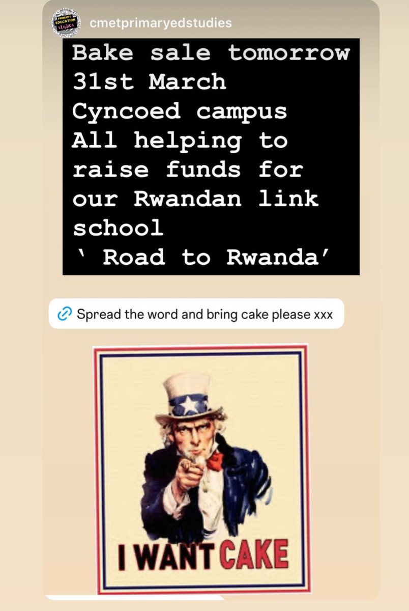 gofundme.com/f/ntnm2c-road-…

Bake sale 
Cyncoed campus tomorrow 
Please bring and eat the cakes 
🎂🍰🧁🥮🍥

Funds going to ‘Road to Rwanda’ helping our Rwandan link school