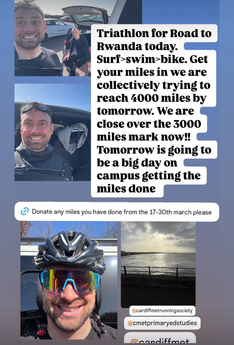 Going to be a big day on Cyncoed campus tomorrow 31st March to make the total up to 4000 miles. 

Road to Rwanda: fundraiser to help our Rwandan link school 

Please donate any miles you have completed from the 17-30th March here: 

tinyurl.com/Mileage-accumu…