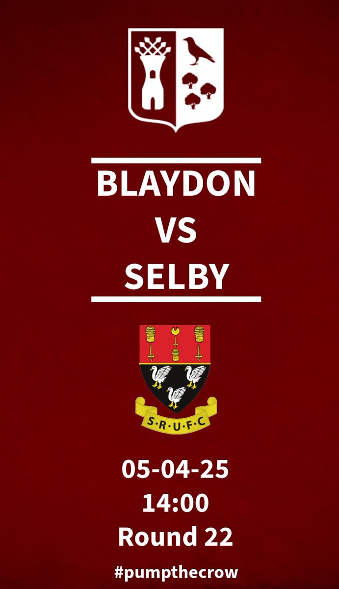NEXT UP..

🔴⚫️ THE BIG ONE 🔴⚫️

1st XV 

🆚 Selby (H)
🗓️ 05-04-25
⏰ 14:00
📍 Crow Trees 

We need you to be the 16th man🫵

#pumpthecrow