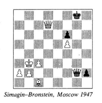 Simagin was such a gangster that he played Bg5!! here to win the game.

I recommend analyzing the possible responses to this move in order of difficulty:
A …Qxg5
B …fxg5
C …h1=Q