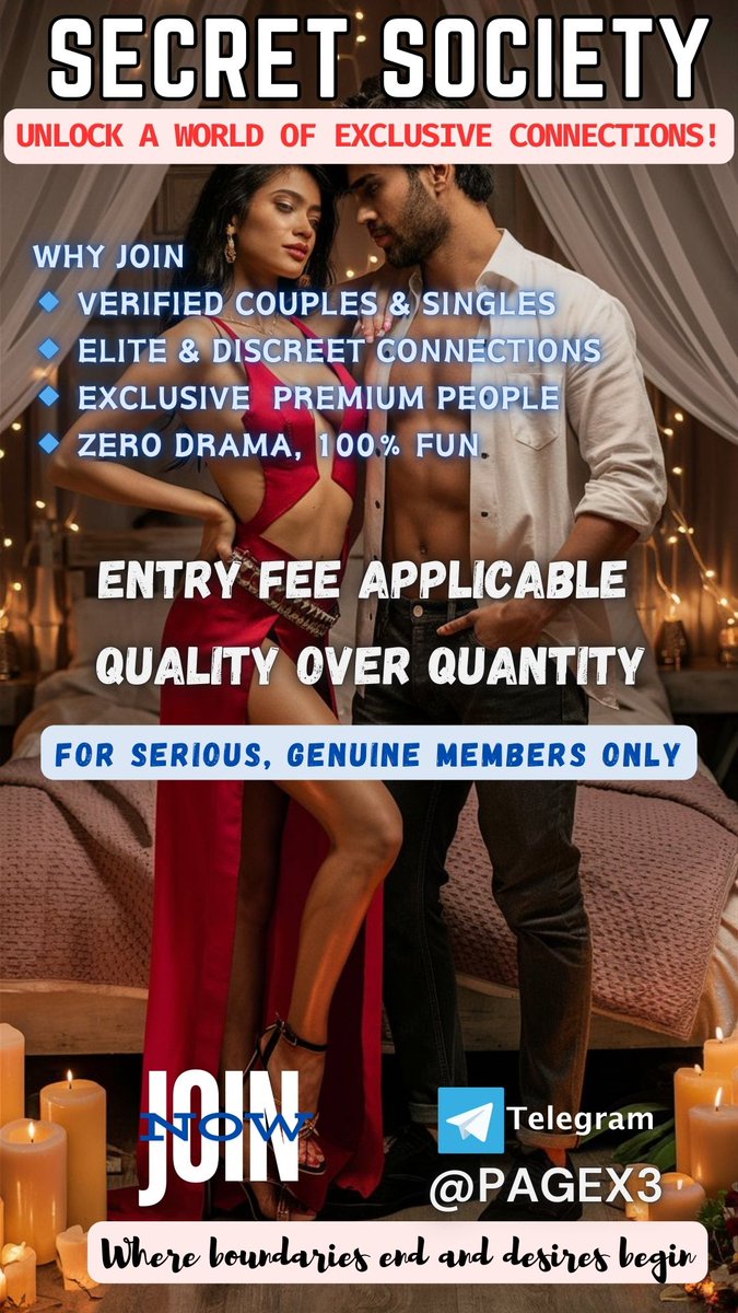 Step into a world where fantasies meet reality. 🔥 Exclusive, open-minded, and judgment-free. Are you ready to explore?  #SecretSociety #NoLimits #UnfilteredDesires

t.me/secretDesireup…