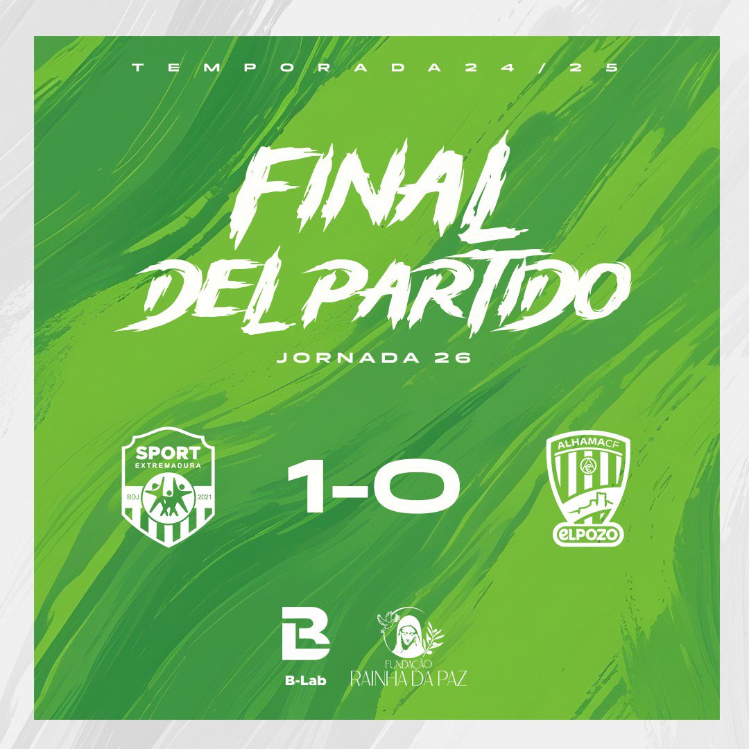 SportExCD's tweet photo. 🔚 FINAL 1️⃣-0️⃣

Gran victoria de las nuestras que nos deja a un paso del gran objetivo  🫨

Seguimos trabajando 💪🏼

🧤Y nueva portería a cero de la mano de @spain_rg 

#FútbolconCorazón #SPORTEXT https://t.co/Nb2X8krBhU