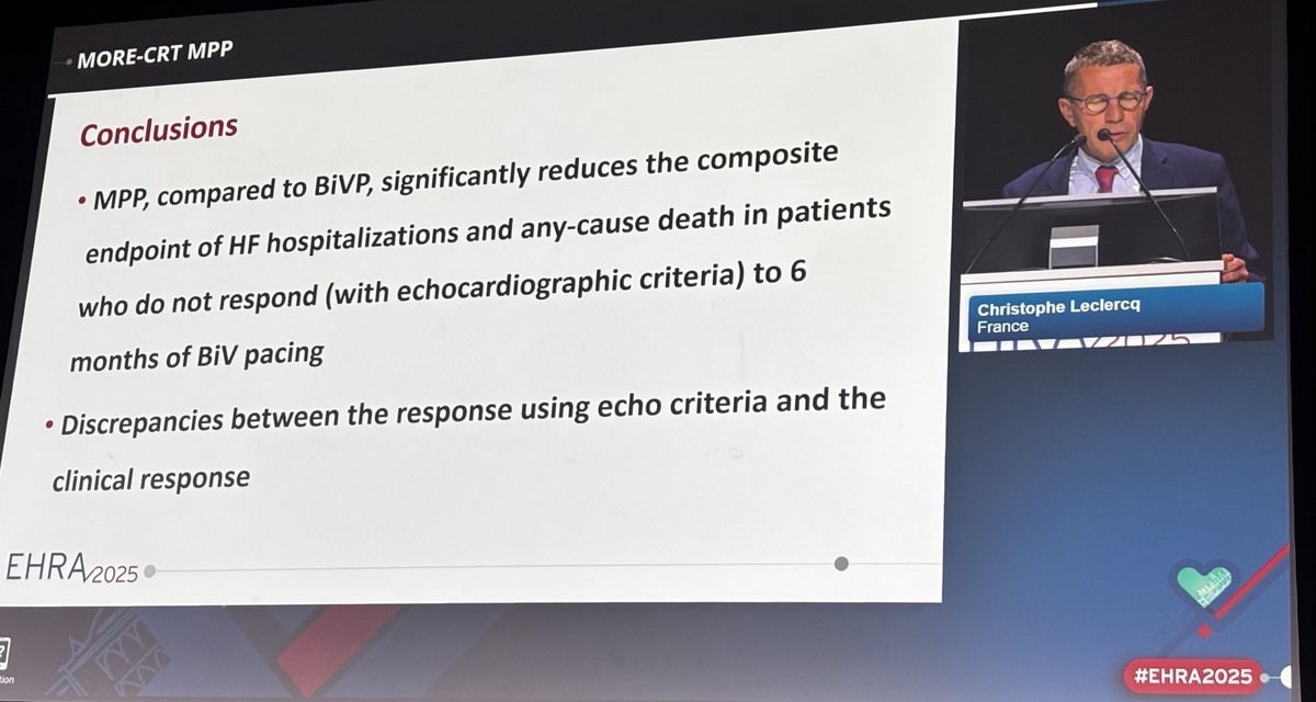 #Europace LBT #EHRA2025 simultaneous publication

✴️Multipoint pacing is associated with reduction of HF hospitalizations or death in pts who do not respond to CRT

📊Results of the MORE-CRT MPP randomized trial🎯

Read the full manuscript on #Europace 🔗academic.oup.com/europace/artic…