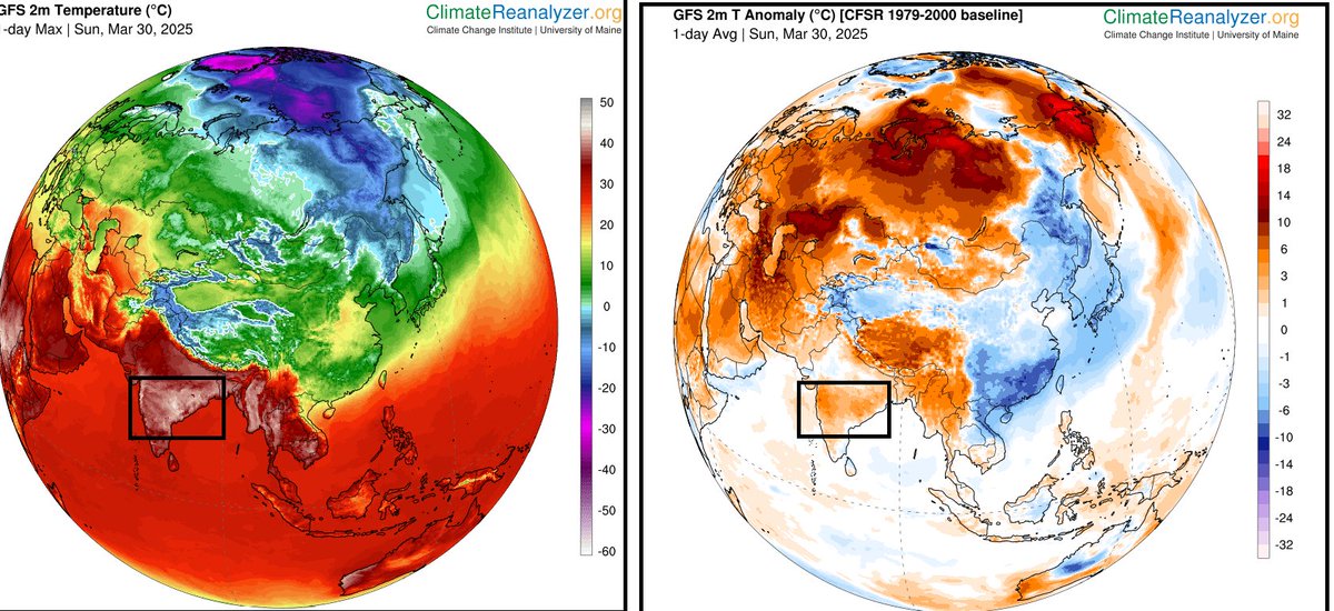 Selwyyyyn's tweet image. The Great Indian summer slowly showing up with deccan plateau leading the charge!!!
#Summer #update #Rainwave  #Heat #India #Telangana #Maharashtra #Karnataka