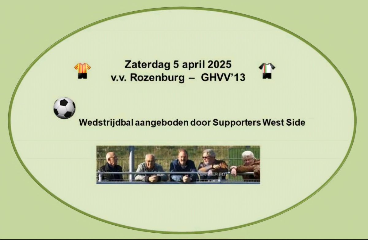 ⚽️⚽️ Komende zaterdag is de wedstrijdbal aangeboden door de Supporters West Side in de thuiswedstrijd tegen GHVV'13 ⚽️⚽️