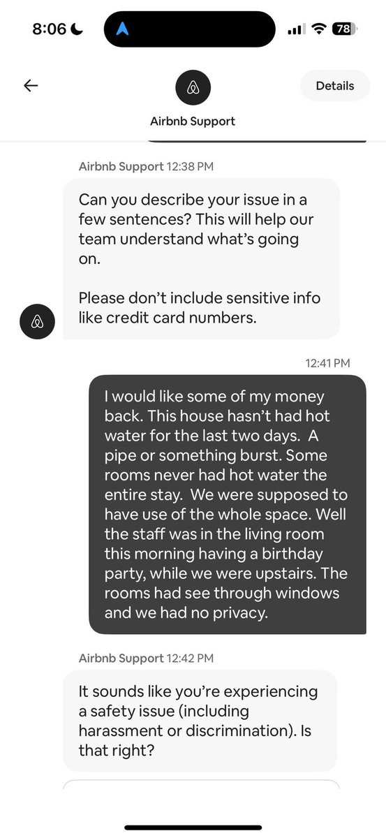 NiseyRae's tweet photo. @Airbnb we’ve been trying to rectify this situation for over a week now. House with no hot water, a burst pipe, and the staff having a party while we were sleeping??? This is not ok! #AirBnBNightmare #AirBnB #AirBnBHorrorStories https://t.co/fnr5OjC5r1