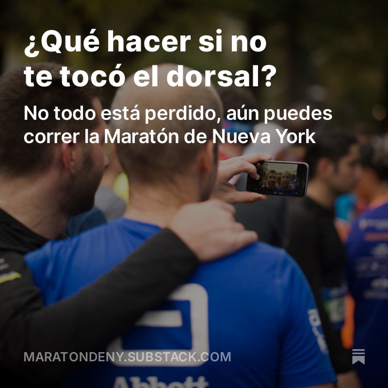 📩 Ya está en el buzón de los suscriptores el envío de la newsletter de hoy. 

💡 Un poco de esperanza si quieres correr la Maratón de Nueva York y no tuviste suerte en el sorteo: todavía hay opciones, aquí te las cuento ⤵️

🔗 maratondeny.substack.com/p/que-hacer-si…