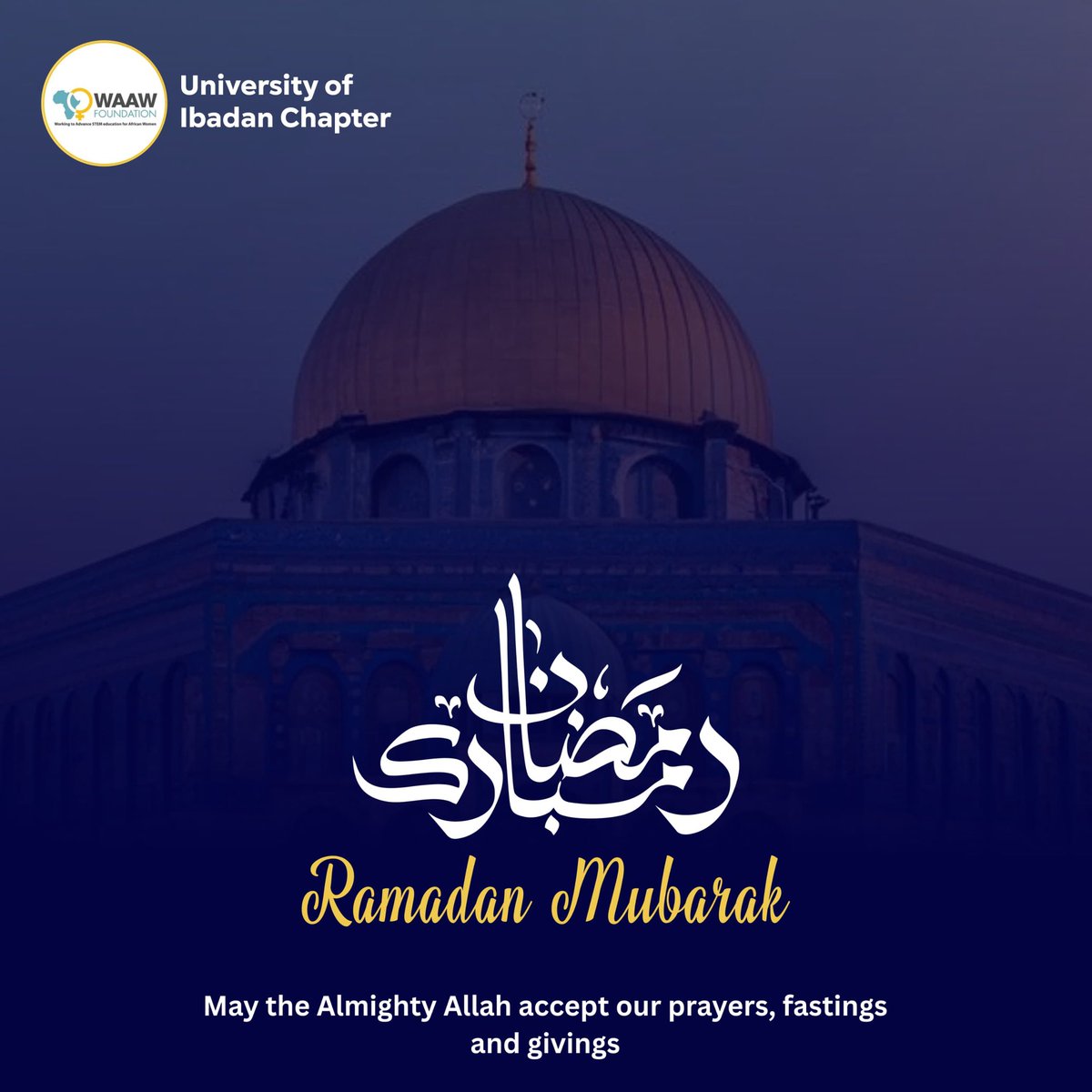 waaw_ui's tweet photo. WAAWUI wishes everyone a Blessed Ramadan. May the Almighty Allah accept our prayers, fasting, and givings.
May this sacred month bring you peace, joy, and countless blessings for you and your loved ones.
#EidMubarak #WAAWUI #GirlsInSTEM https://t.co/nPvcBbPROn