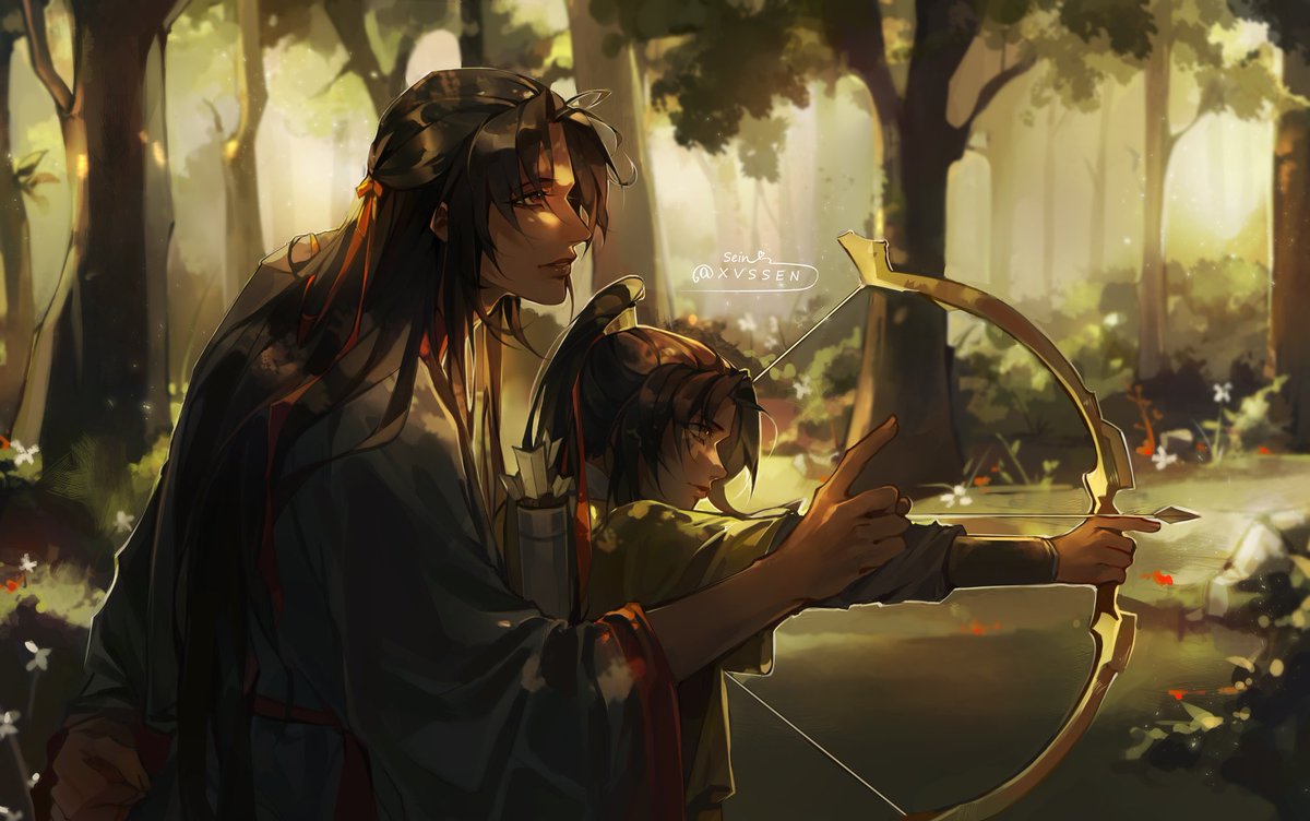 – do you see? aim your bow there. 

(and don't tell jiang cheng that I took you hunting and taught how to shoot)

#MDZS #weiwuxian #jinling