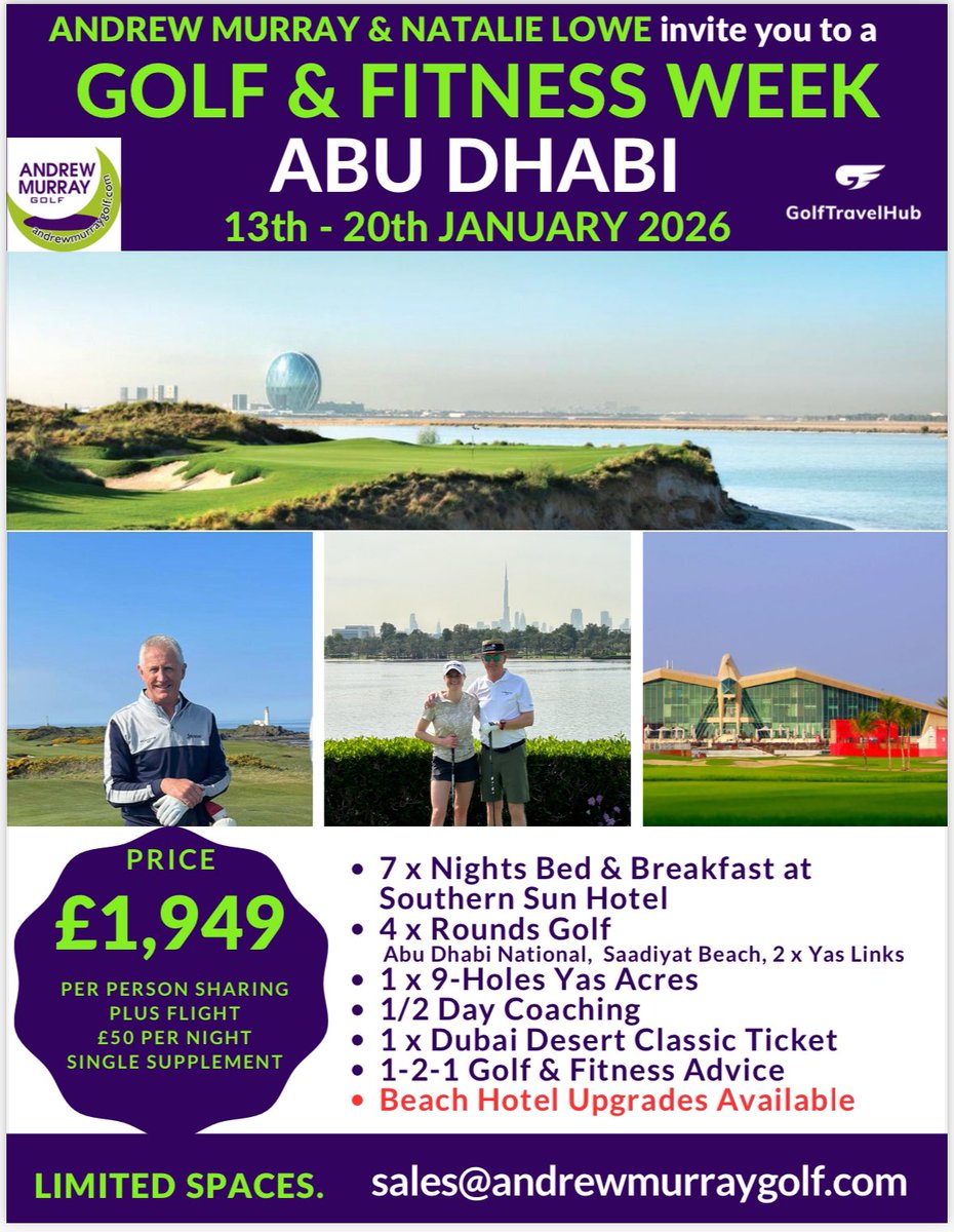 Next January golf trip to see the Dubia Desert Classic and play the finest courses in Abu Dhabi. Join us for a mega trip of golf and fitness as required!  #golf @golftravelhub #trips #coaching DM me for more.
