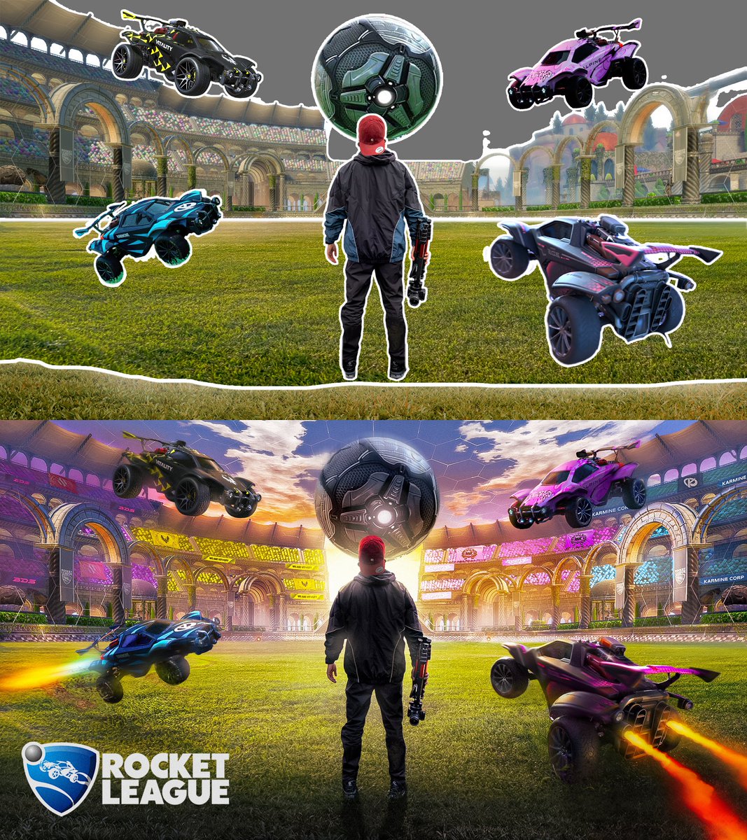 Kas0bel's tweet photo. Miniature pour @gamevu9 sur les Majors Rocket League à Copenhague !

Elle était super fun à réaliser !

 @RocketLeague I'm available for some posters if you ever need me ! 🤭

No AI in my work ✌️

#miniamaker #photomanipulation #digitalart #NoAi #thumbnaildesigner #conceptart https://t.co/n47ZZmUguL