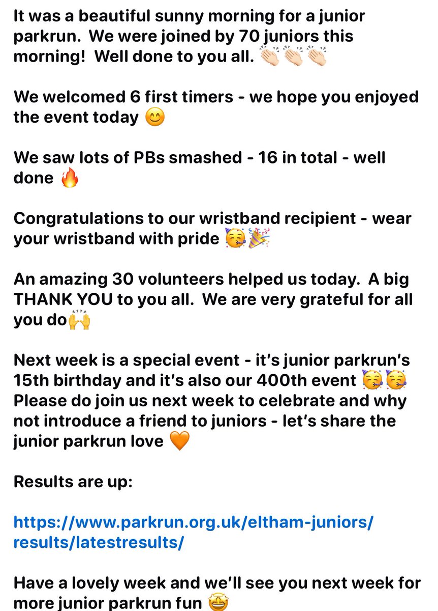 Eltham junior parkrun tweet media