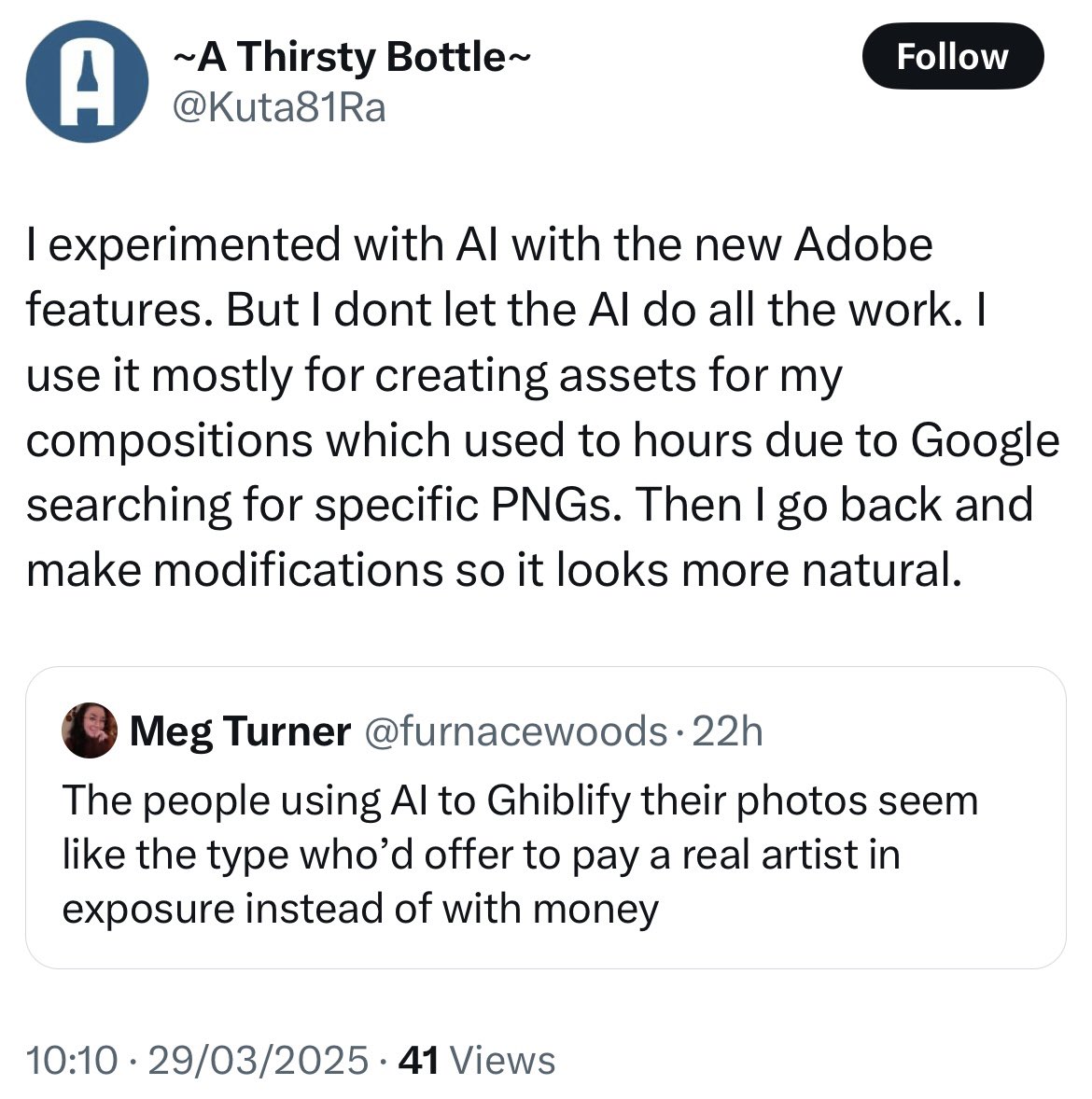 Agent_Butters_S's tweet photo. Mr. Kuta sure gets awful sore when fellas make fun of him for being a graphics designer, he’ll say that still makes him an artist.

But according to him, all he’d do is spend hours looking for PNGs to use and just composite them. Seems like he didn’t even make his own assets. https://t.co/cqAv8eAdsE