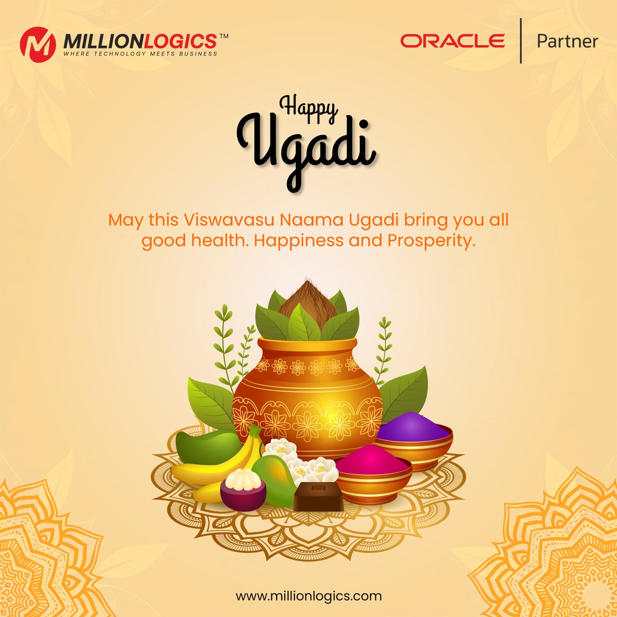 As the vibrant hues of spring paint a new beginning, Team MillionLogics extends warm Ugadi greetings to all! 🌸

Today, we celebrate the dawn of the Telugu New Year, Viswavasu Naama Ugadi, a time of renewal, hope, and prosperity. Just as Ugadi signifies the start of a fresh
