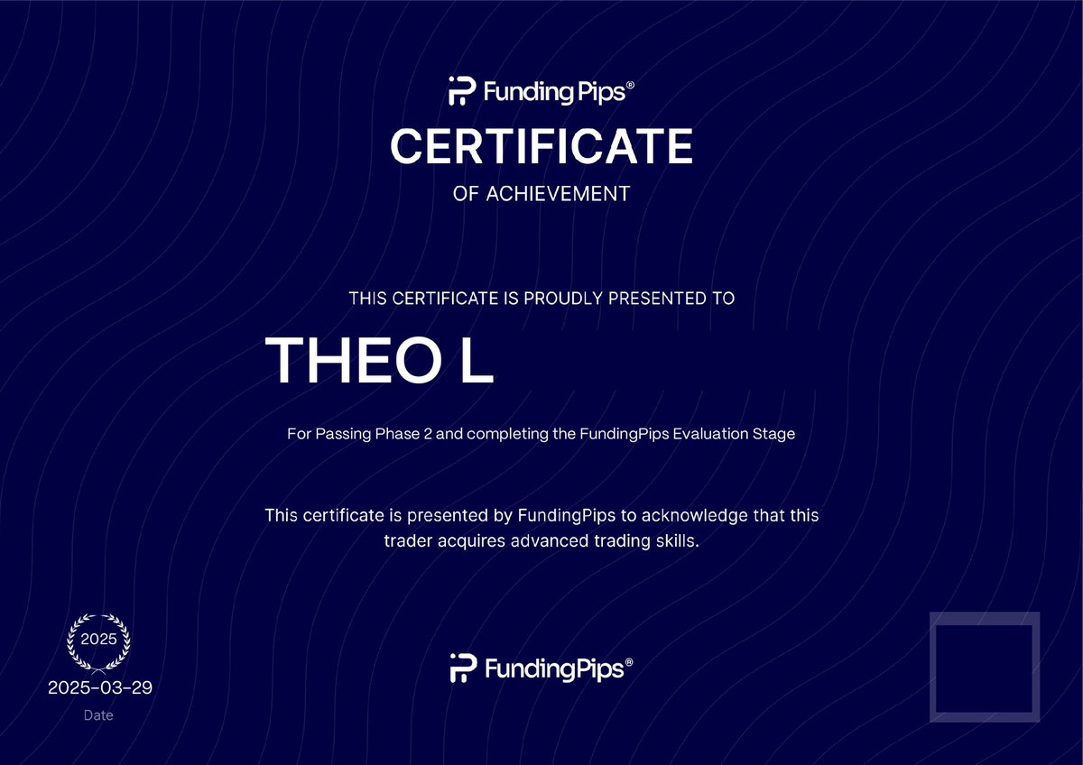Theooofx's tweet image. $EU 🇪🇺 / 🇺🇸
Passed @fundingpips account in one week ✅
Thanks for this great propfirm @Khldfx