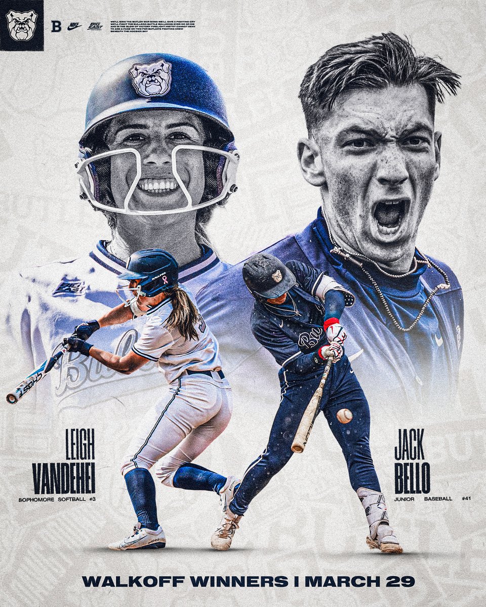 WALKOFF WINNERS‼️ 

Both Butler Baseball and Softball walked it off yesterday, thanks to game-winning hits from Leigh Vande Hei and Jack Bello. 

#ButlerWay