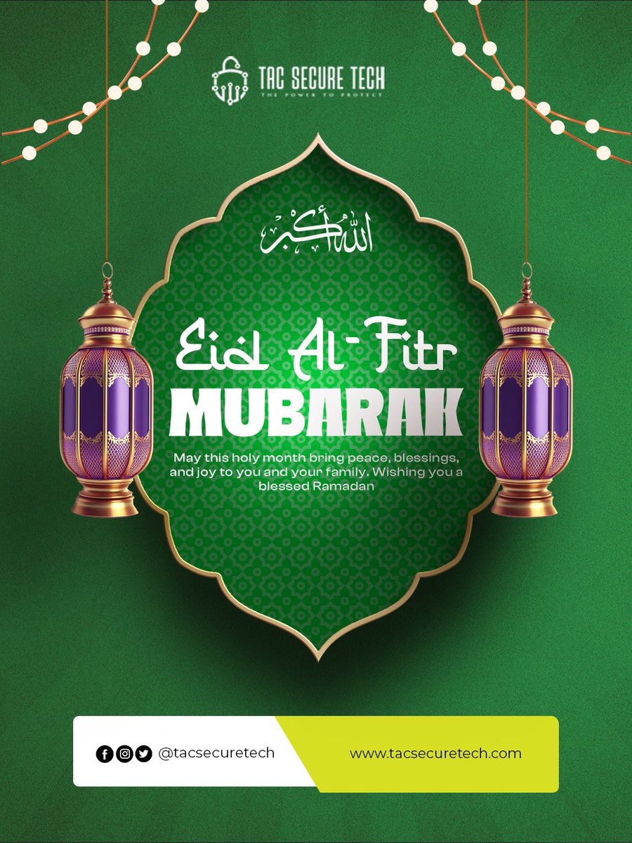 tacsecuretech's tweet photo. Warmest wishes from Tac Secure Technology on this joyous occasion of Eid-Al-Fitr! May your life be filled with love, laughter, and prosperity. #EidMubarak #TacSecureTechnology" https://t.co/V9jiGxnQsi