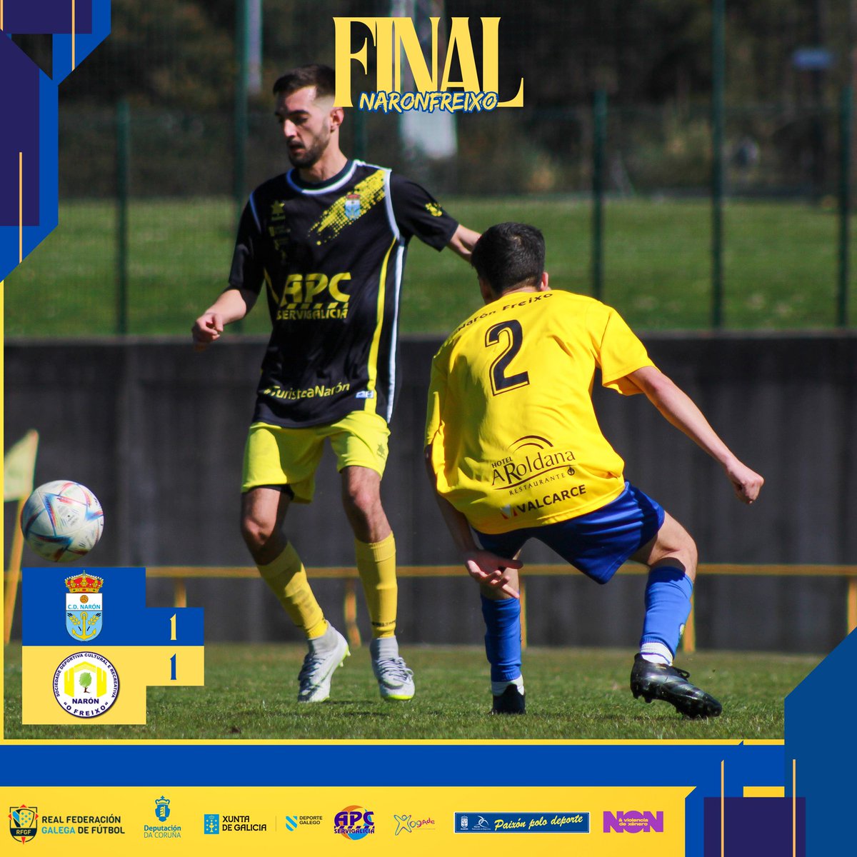 🏁 Final en #RioSeco con empate a goles.

Sumamos un punto nesta xornada 25 da #SegundaFutgal 

⚽️ Abraham.

#CDNaron