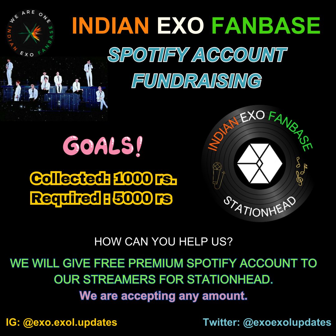 exoexolupdates's tweet photo. EXO-L Please help us to raise the fund for Spotify premium accounts. DM us if you want to contribute😊

#EXO @weareoneEXO https://t.co/C2Ua7DU9fq