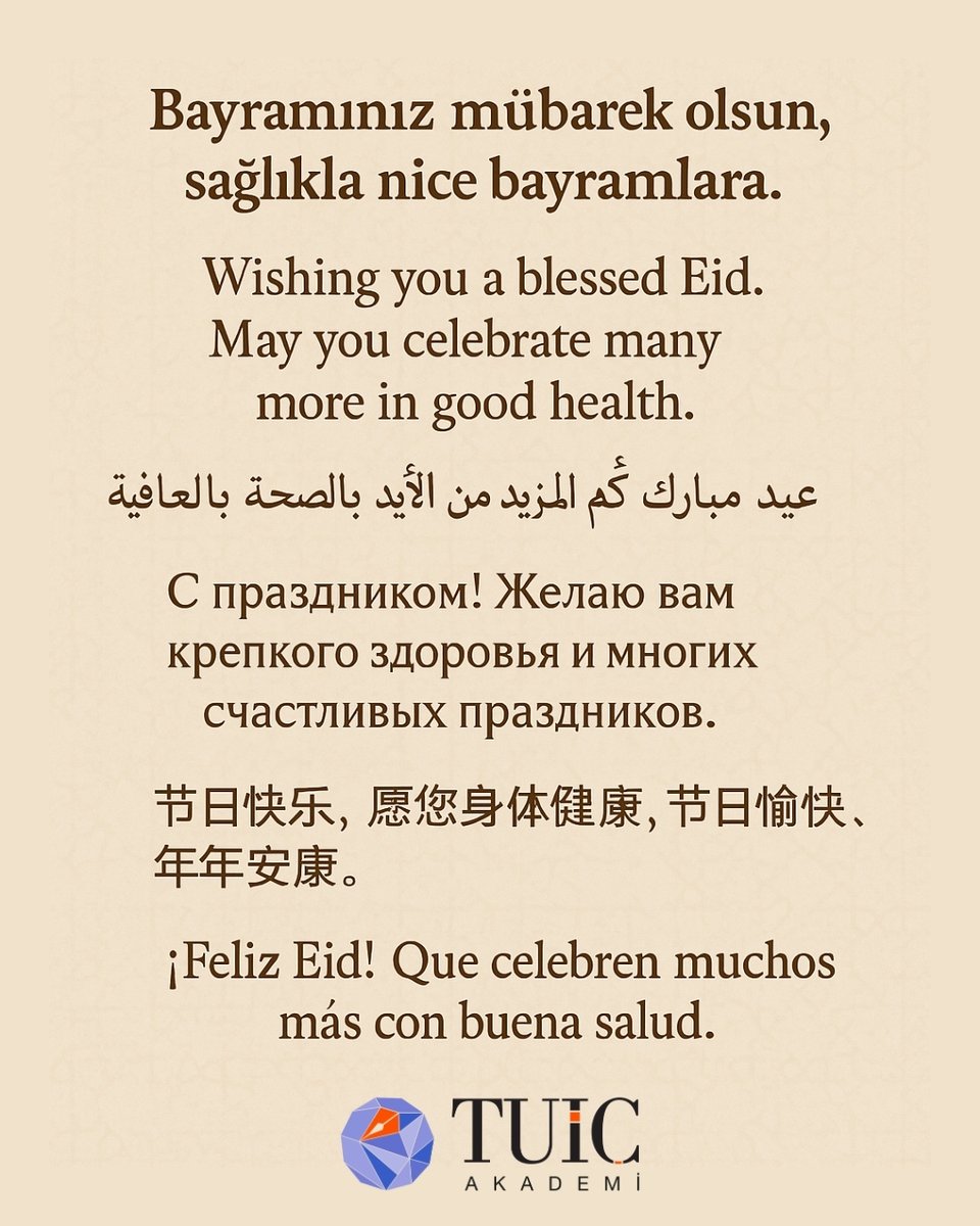 TUİÇ Akademi olarak, tüm dostlarımızın bayramını kutluyor, sağlık ve esenlik dolu nice bayramlar diliyoruz. 🌙✨