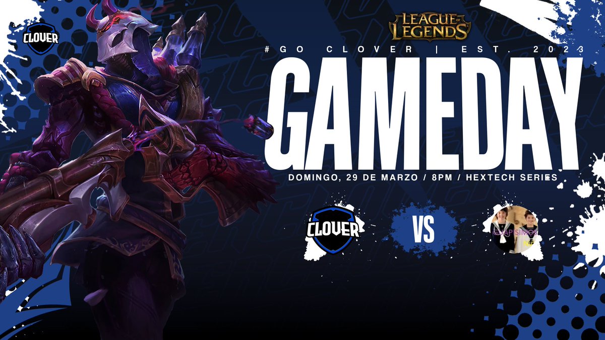 #MATCHDAY | Clover eSports

🛡 | Clover Thunder
🏆 | <a href="/SomosLaTormenta/">Circuito Tormenta</a> Hextech Series
⚔ | Van Guapísimos
🕔 | 20:00
🎙 | <a href="/Frantxiii/">Frantxiii</a> 
¡A darlo todo! 💙

#GoClover