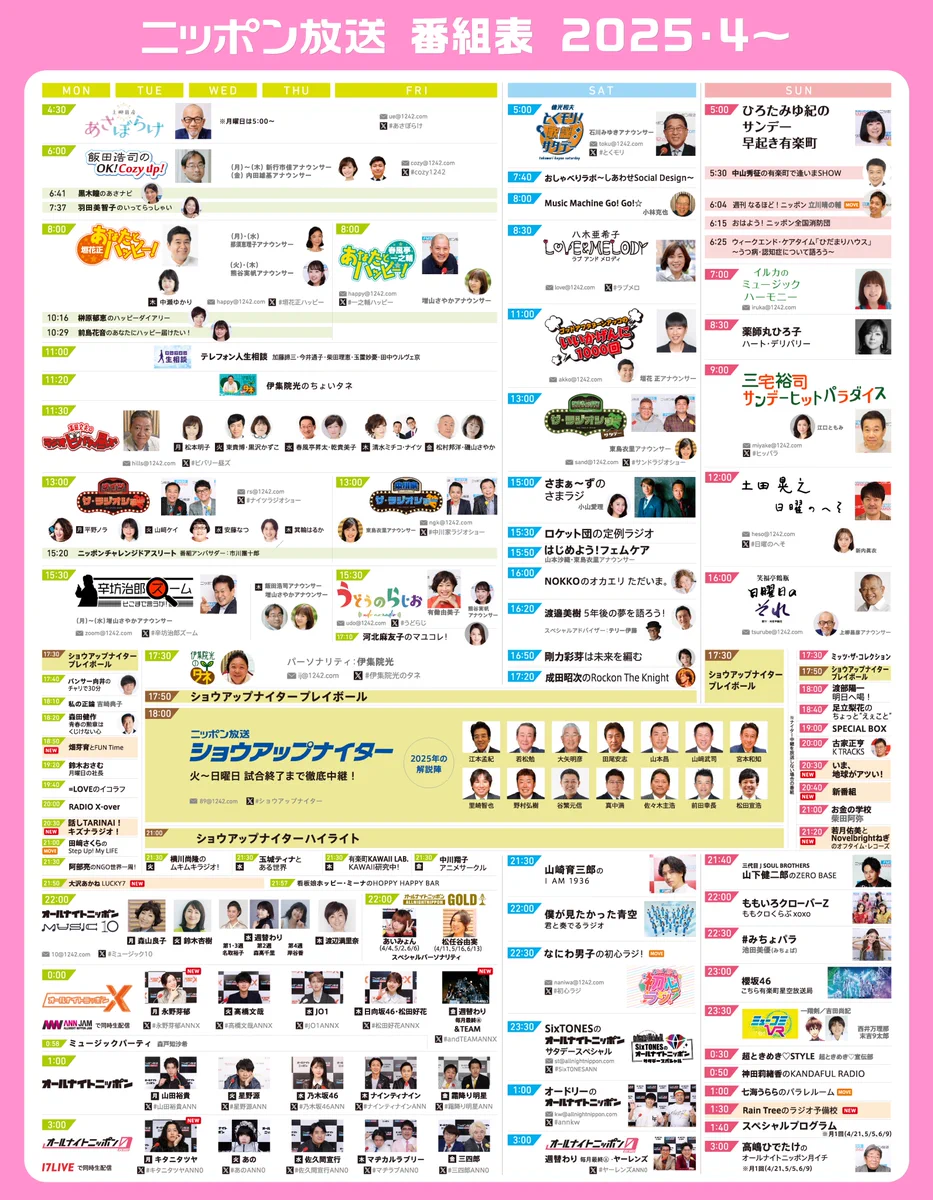 ニッポン 放送 番組 表