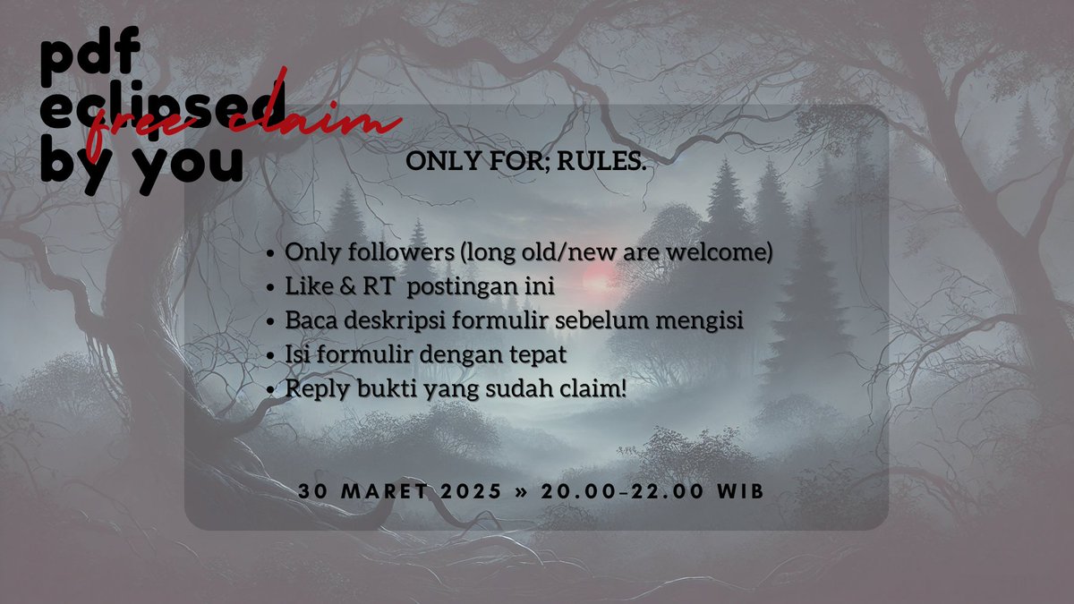 remochies's tweet photo. [FREE CLAIM PDF BY @REMOCHIES]
» harap baca deskripsi dalam foto dan formulir.
» https://t.co/KwoMNEWqFE https://t.co/xfm1PjkuL7