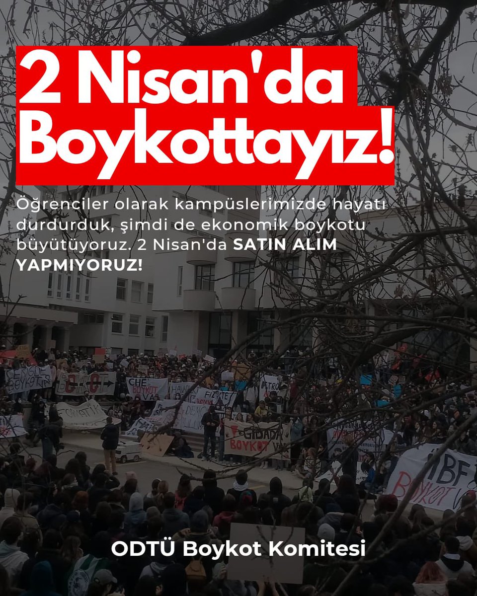 İTÜ ve BOUN’un ekonomik boykot çağrısına katılarak biz de tüm okulu 2 nisanda satın alım yapmamaya çağrıyoruz!