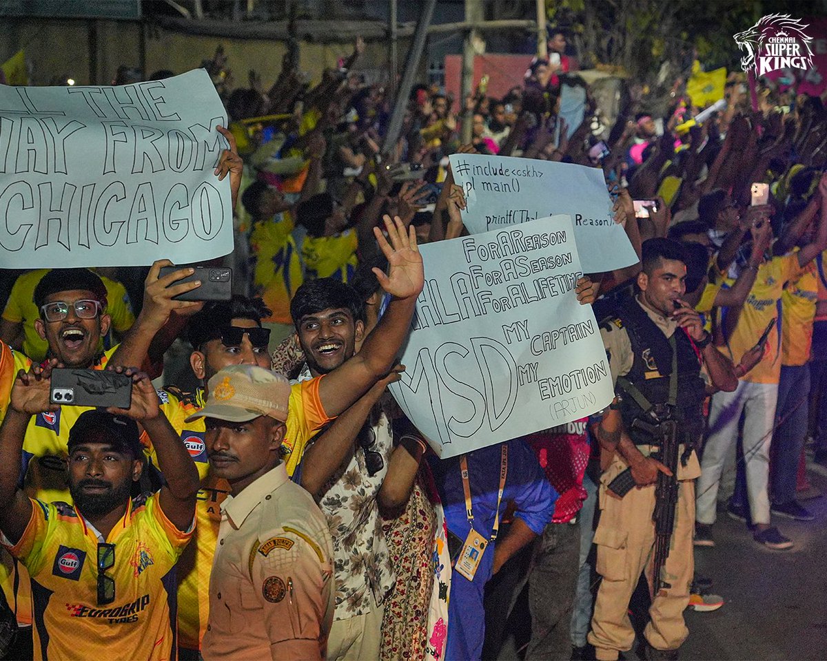 ChennaiIPL's tweet photo. Yellove on the North Eastern Front!

#RRvCSK #WhistlePodu #Yellove 💛🦁 https://t.co/nKpysNap6K