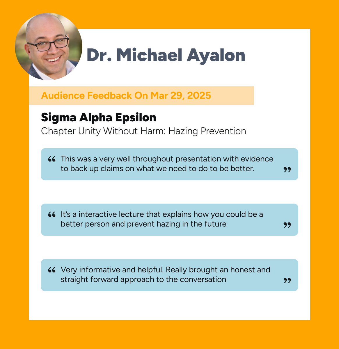 What did the brothers of Sigma Alpha Epsilon at Michigan State University think about the hazing prevention workshop with Dr. Ayalon yesterday? Check it out!

#Fraternity #hazingpreventionspeaker #hazingprevention #researchbased