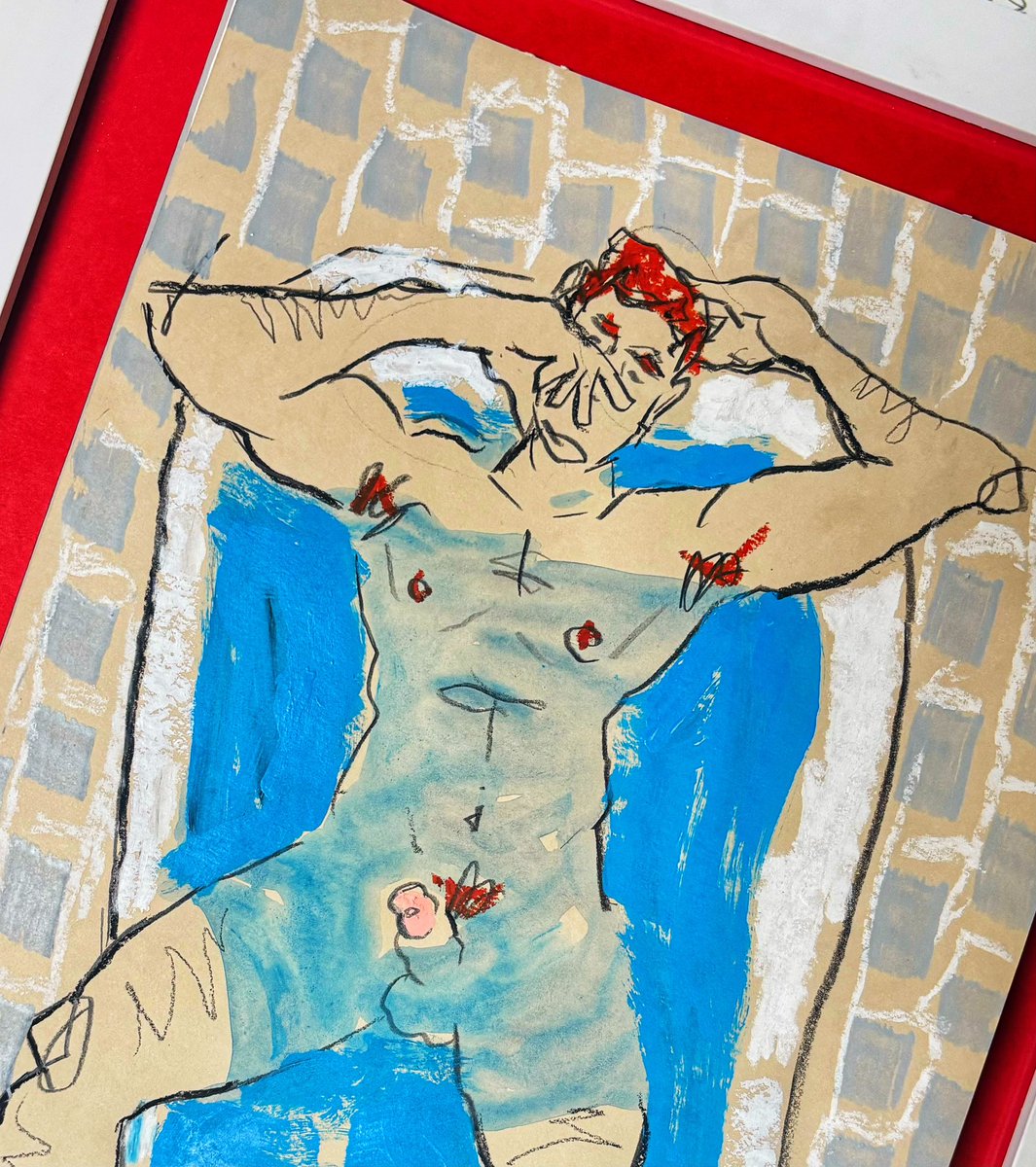 Sunday. 
Charcoal, acrylic, pastels and oil on paper.