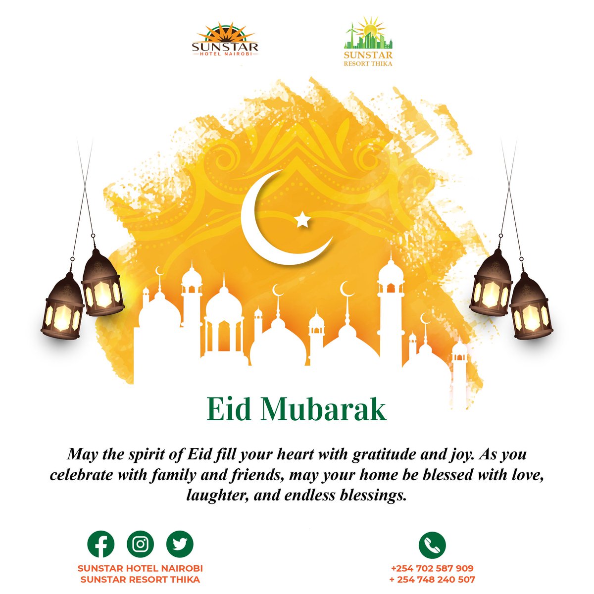 As the crescent moon ushers in a time of joy and reflection, we send our warmest wishes to you and your loved ones. May this Eid bring you peace, happiness, and countless blessings.

May your hearts be filled with gratitude, your homes with laughter, and your tables with the