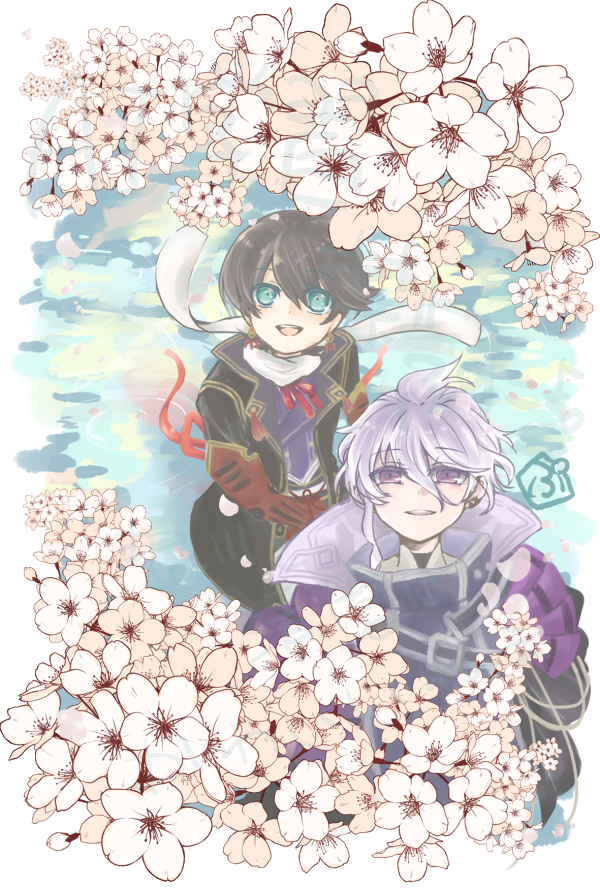 「刀剣乱舞10周年の春! 堀川、清麿と共に20年目の春もお祝いできることを祈りつつ」|👻⛩🎃🍭🍆国産キャベツ🍆を独り占めする国産ぷにゃ。🍬🥔🎃⛩👻のイラスト