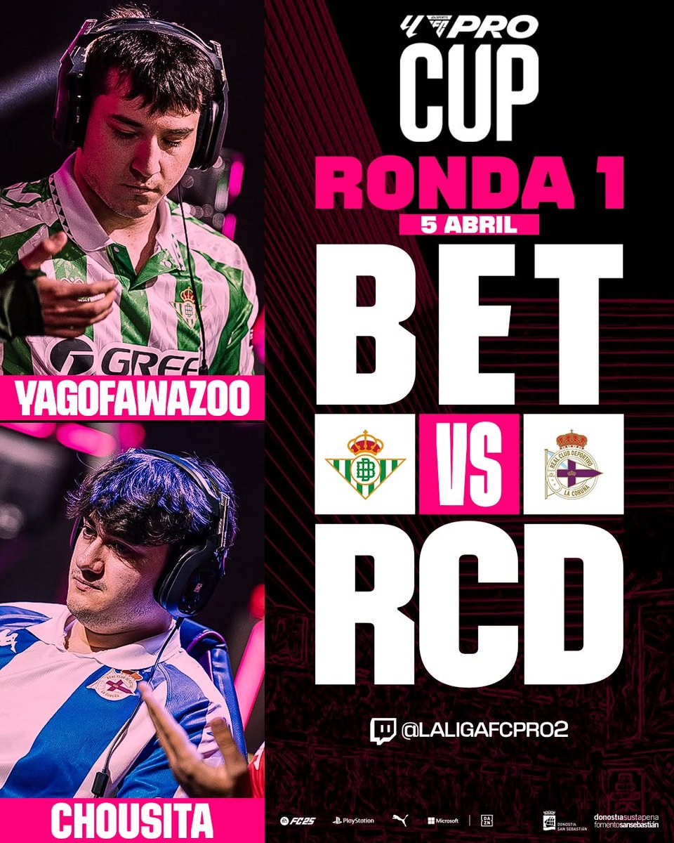 Rami Lueso (@rlueso) on Twitter photo The <a href="/LALIGA_FCPro/">LALIGA FC Pro</a> Cup will be played next weekend 👀
Round 1 is very important because it determines the final eight players who qualify for the Finals, the tournament that awards the World Championship spots 🏆🎟️
🇪🇸 <a href="/DanielAguilar4_/">Daniel Aguilar</a> vs <a href="/Jrg15_/">Jorge</a> 🇪🇸
🇪🇸 <a href="/Flippersito/">GTF FLIPPERSITO</a> vs <a href="/dsaanchez_/">dsaanchez</a> The <a href="/LALIGA_FCPro/">LALIGA FC Pro</a> Cup will be played next weekend 👀
Round 1 is very important because it determines the final eight players who qualify for the Finals, the tournament that awards the World Championship spots 🏆🎟️
🇪🇸 <a href="/DanielAguilar4_/">Daniel Aguilar</a> vs <a href="/Jrg15_/">Jorge</a> 🇪🇸
🇪🇸 <a href="/Flippersito/">GTF FLIPPERSITO</a> vs <a href="/dsaanchez_/">dsaanchez</a>