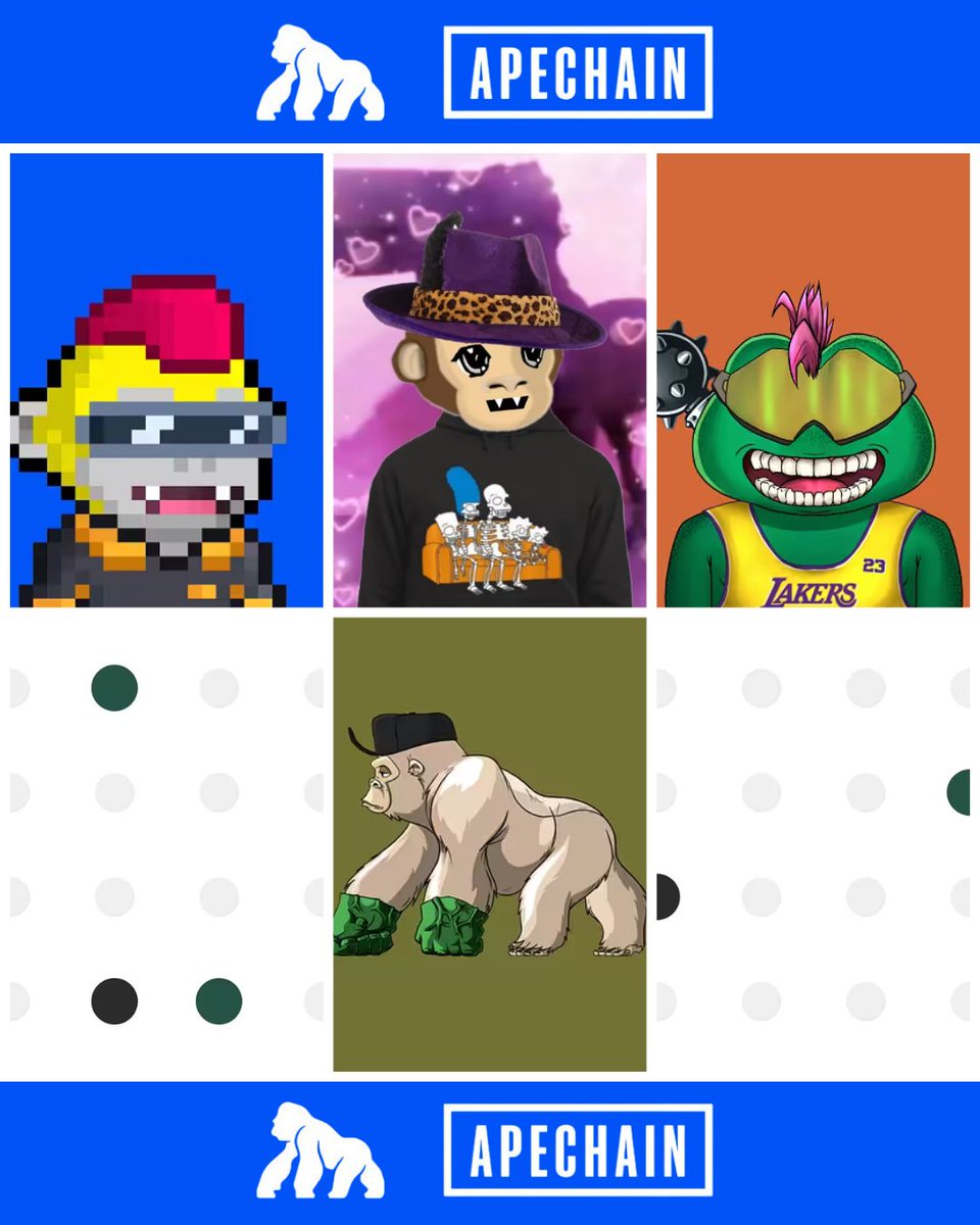 🎁 ApeChain NFT Giveaway worth ~107 $APE 🎁

Prizes:
🏆  1 <a href="/Prime8sAPE/">Prime8s</a> NFT (~ 27 $APE )
🏆  1 <a href="/Monktardio/">Monktardio</a> NFT (~ 21.5 $APE )
🏆  1 <a href="/froglings/">FroGlings</a> NFT (~ 20 $APE )
🏆  1 <a href="/ApeChainRILLAZ/">RILLAZ 🦍</a> Depix NFT (~ 17 $APE )
🏆  2 <a href="/MinimalistDots/">DotsNFT</a> NFT (~ 10.9 $APE )

Rules:
- RT &amp; ♥️ + Follow Me &amp;